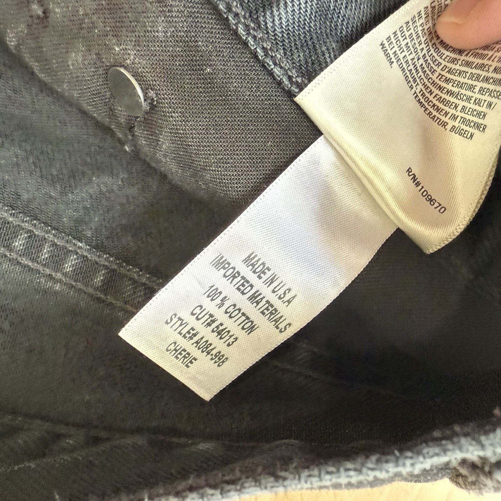 Agolde Agolde Cherie Jeans 32 Black Dark Wash High Rise Straight Size 32" / US 10 / IT 46 - 6 Thumbnail