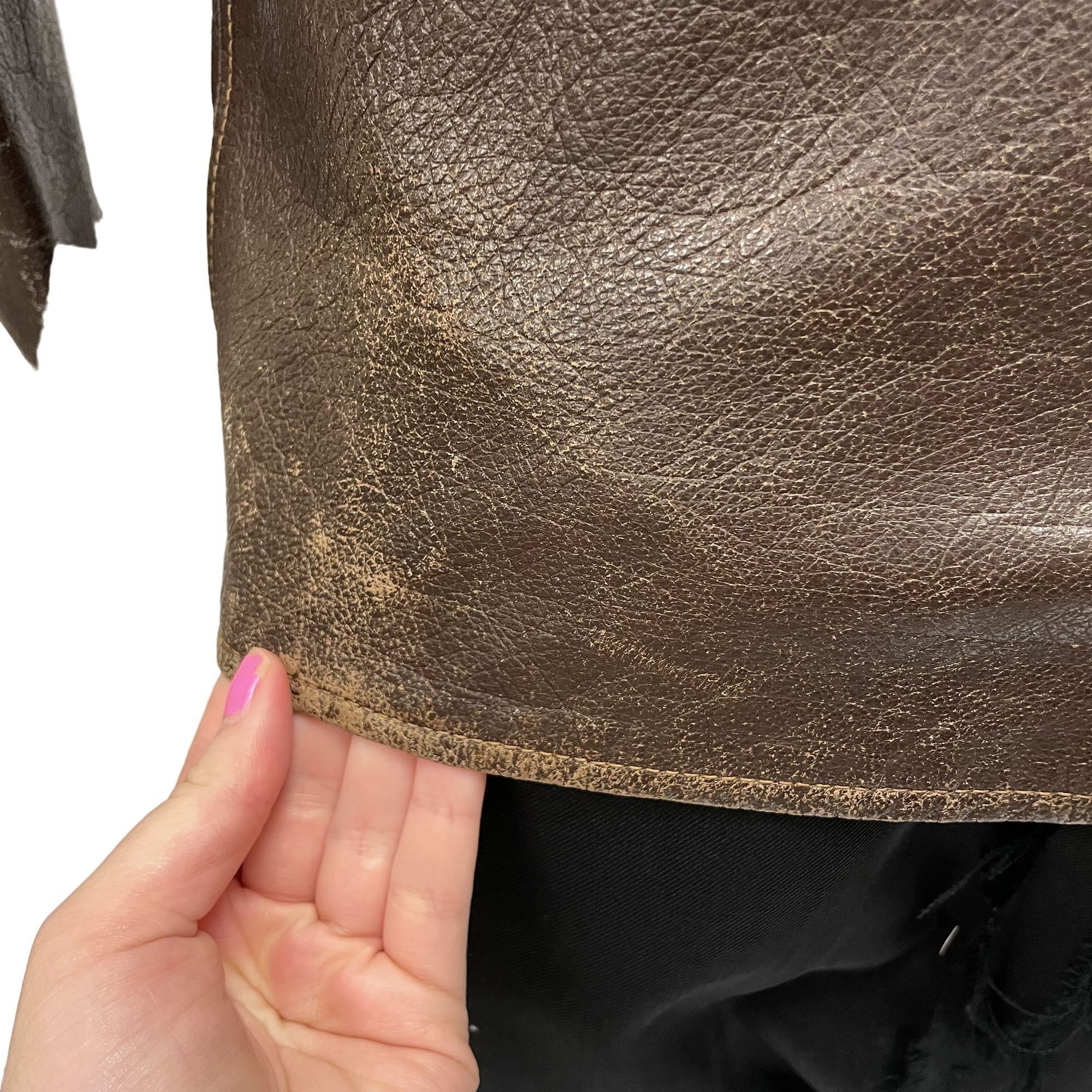 Other Vtg DISTRESSED Leather Motorcycle Hippie Goat Skin Jacket Size S / US 4 / IT 40 - 10 Thumbnail
