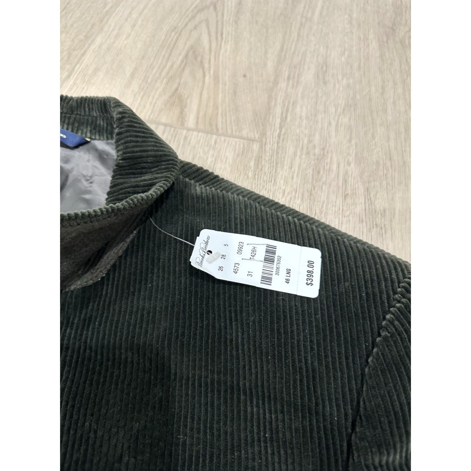 Brooks Brothers VINTAGE Brooks Brothers Sport Coat Jacket Corduroy Green 46L Mens Notch Lapel Two-Button Long Sleeve Regular Fit Dress Blazer Front Flat Front Solid Size 46R - 4 Thumbnail