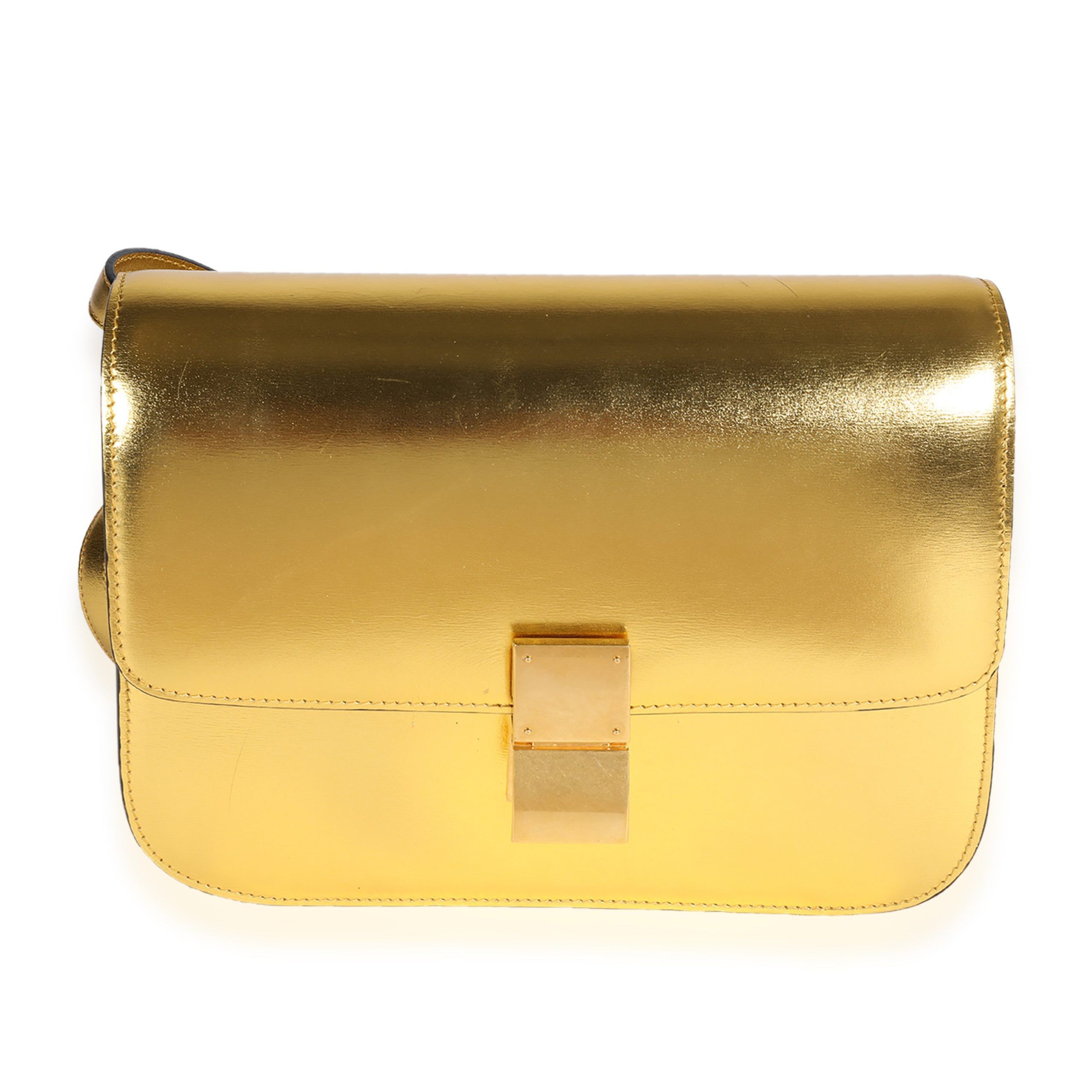 image of Celine Metallic Gold Calfskin Medium Box Bag, Women's