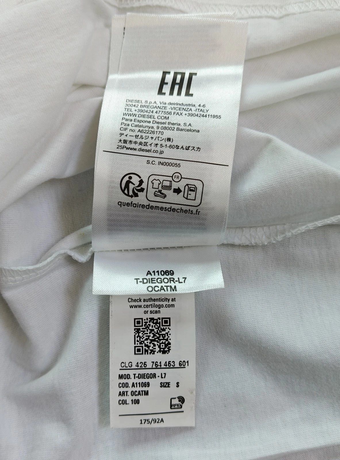 Diesel DIESEL White T-shirt with DSL 78 Denim print T 4171 Size US S / EU 44-46 / 1 - 8 Thumbnail