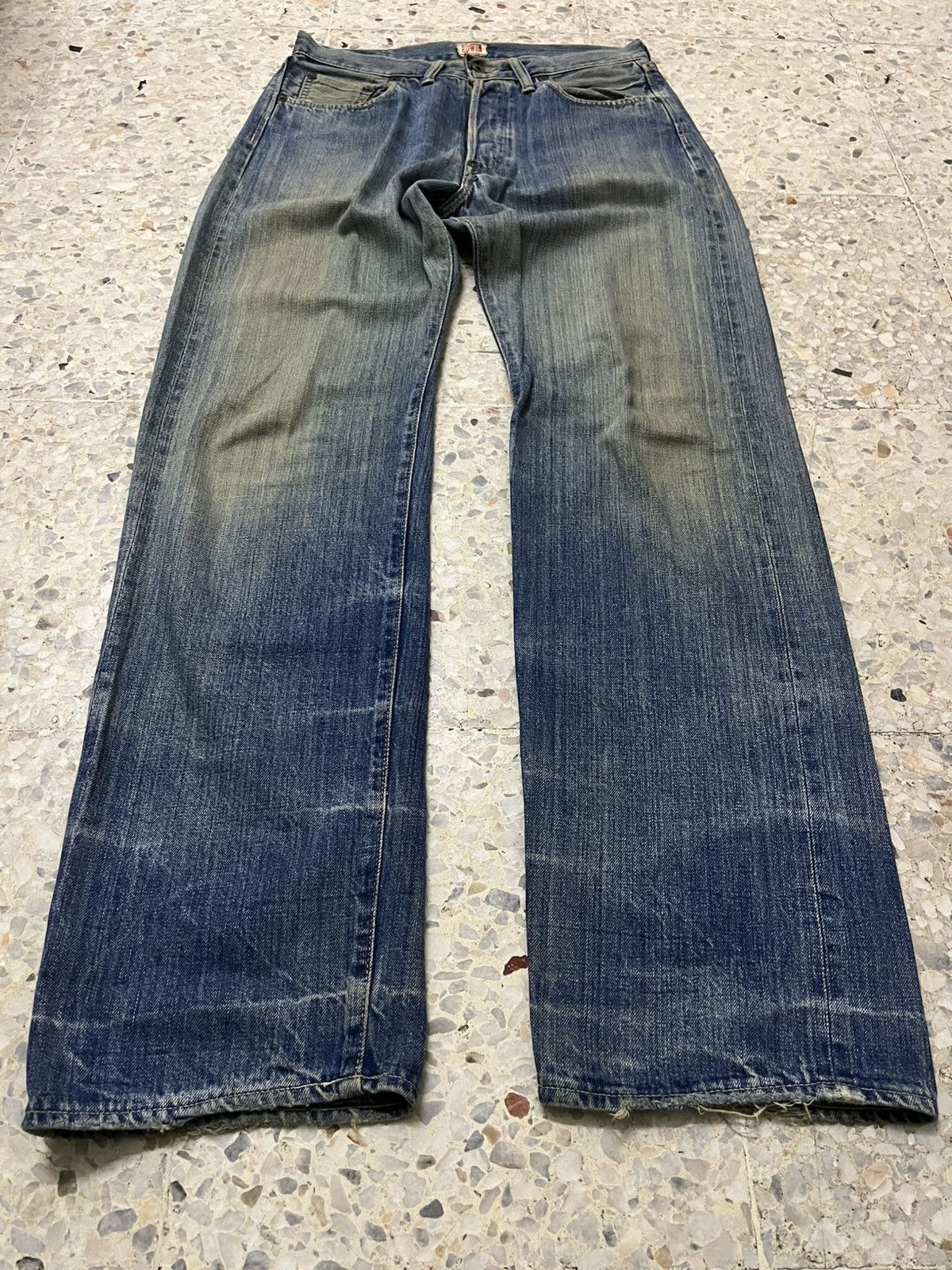 Edwin Vintage rare 80s EDWIN red selvedge rusty distressed Size US 31 - 17 Thumbnail