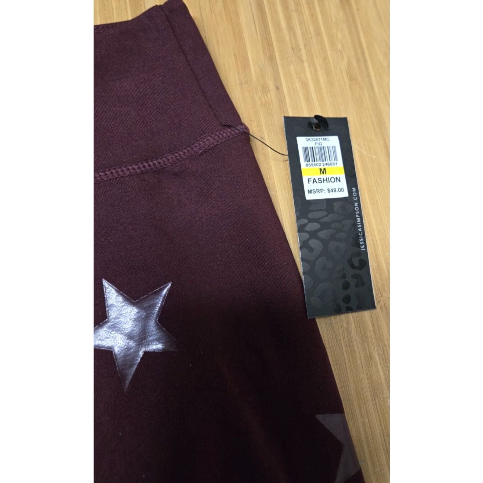 Jessica Simpson Jessica Simpson Warm Up Leggings Stars Fig Medium Women's Activewear Zip Pocket Size 32" / US 10 / IT 46 - 3 Thumbnail