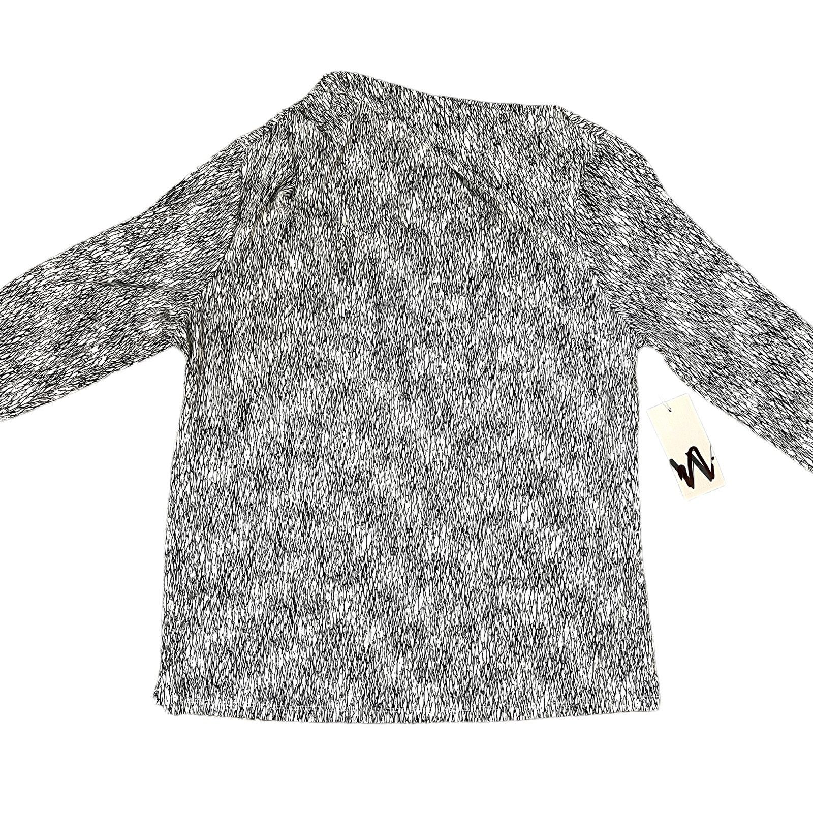 Worthington Scribble Geometric Asymmetric Ruched Neck Long Sleeve Blouse Size L / US 10 / IT 46 - 8 Thumbnail