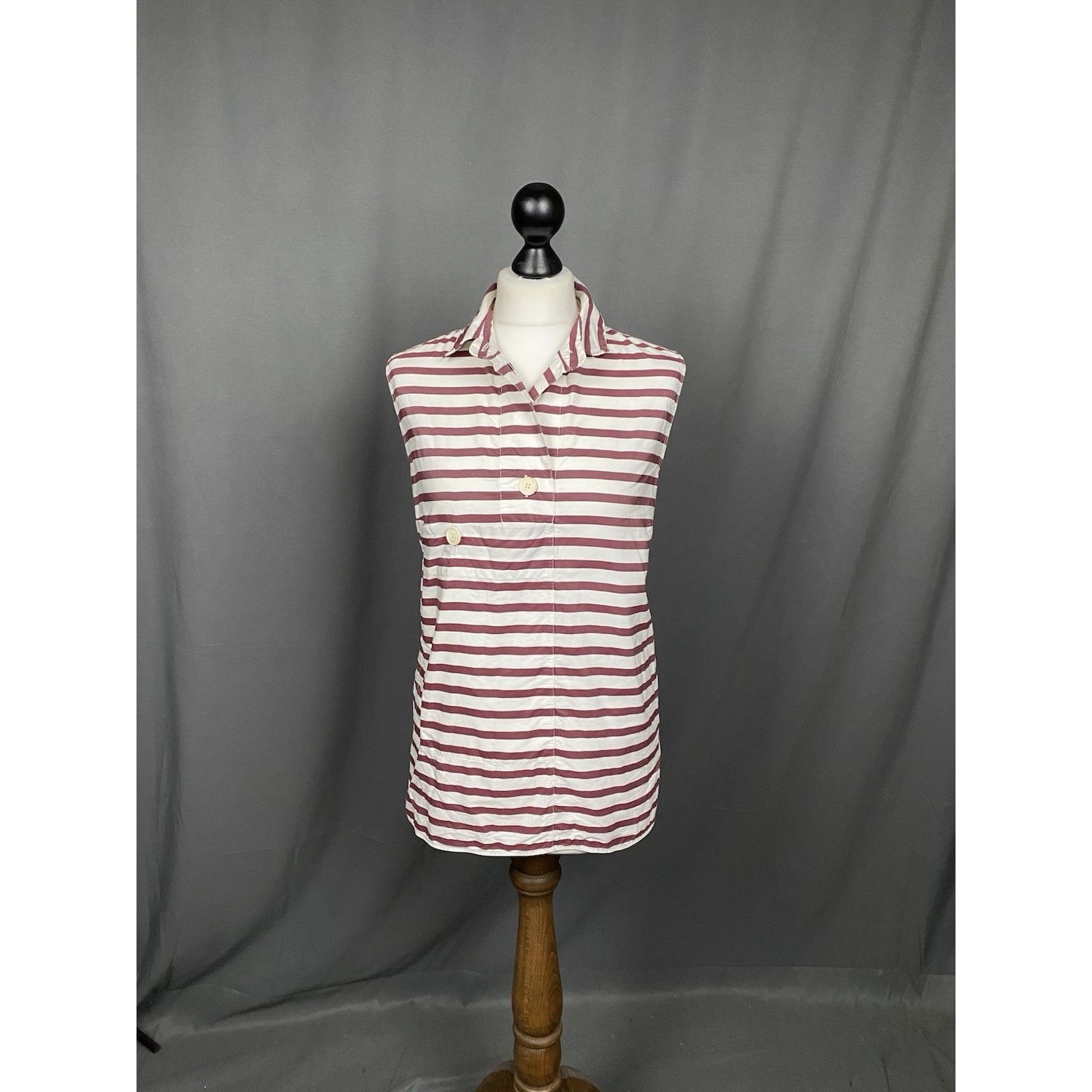 Marni Marni Women's White Purple Striped Sleeveless Top Shirt Size Size M / US 6-8 / IT 42-44 - 3 Thumbnail