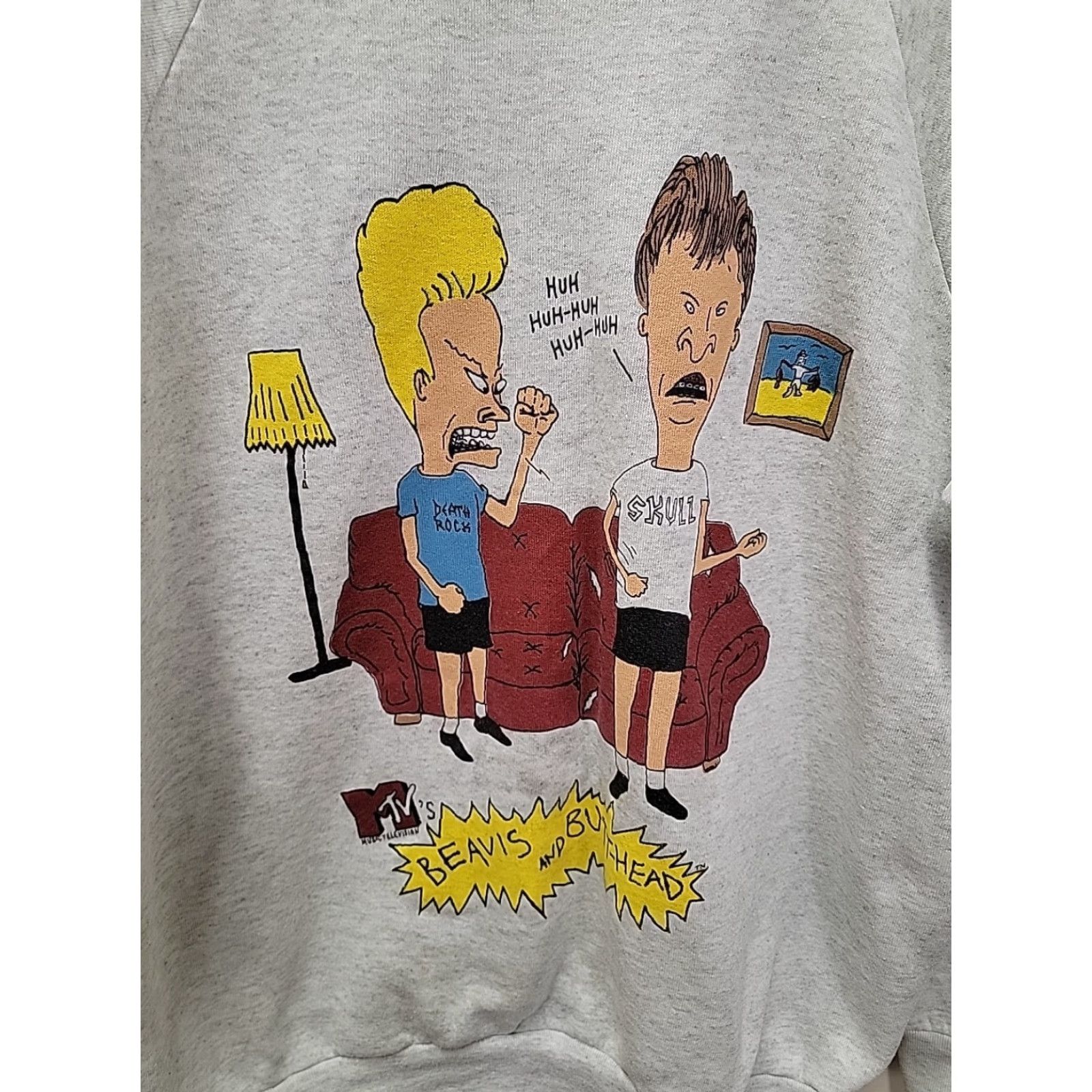 Fruit Of The Loom VINTAGE Beavis And Butthead Sweatshirt Mens XL MTV Cartoon Character Sweatshirt Graphic Tee Gray Cotton Blend Streetwear Mens XL Size US XL / EU 56 / 4 - 2 Thumbnail