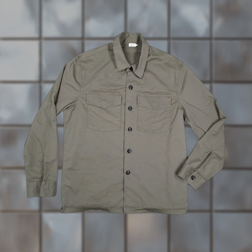Filippa K Filippa K Olive Green Military Button-Up Shirt Mens Medium Long Sleeve Classic Fit Size US M / EU 48-50 / 2 - 1 Thumbnail