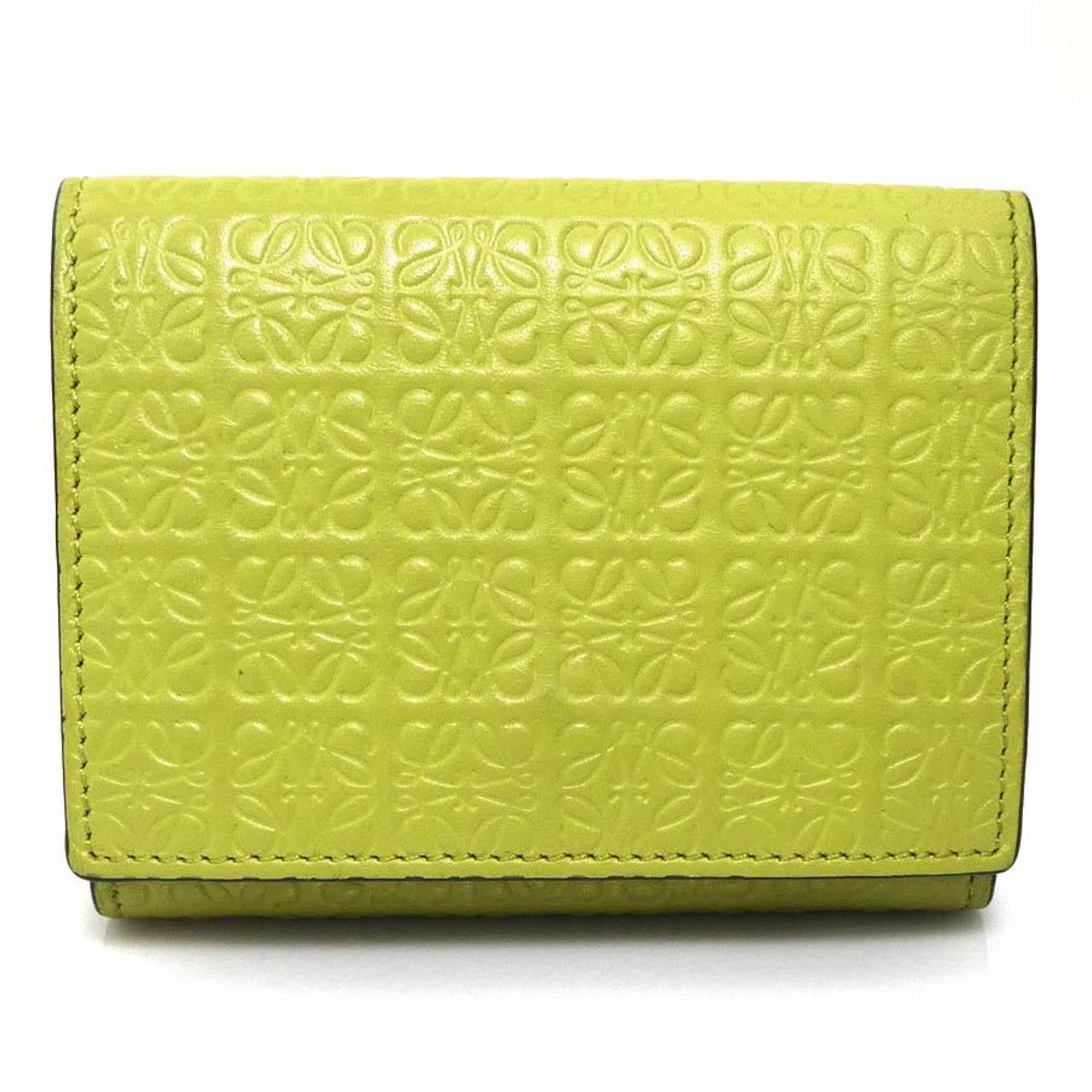 Loewe Loewe Tri-fold Wallet Leather Yellow Green Women's Free Shipping 56616a Size ONE SIZE - 1 Thumbnail