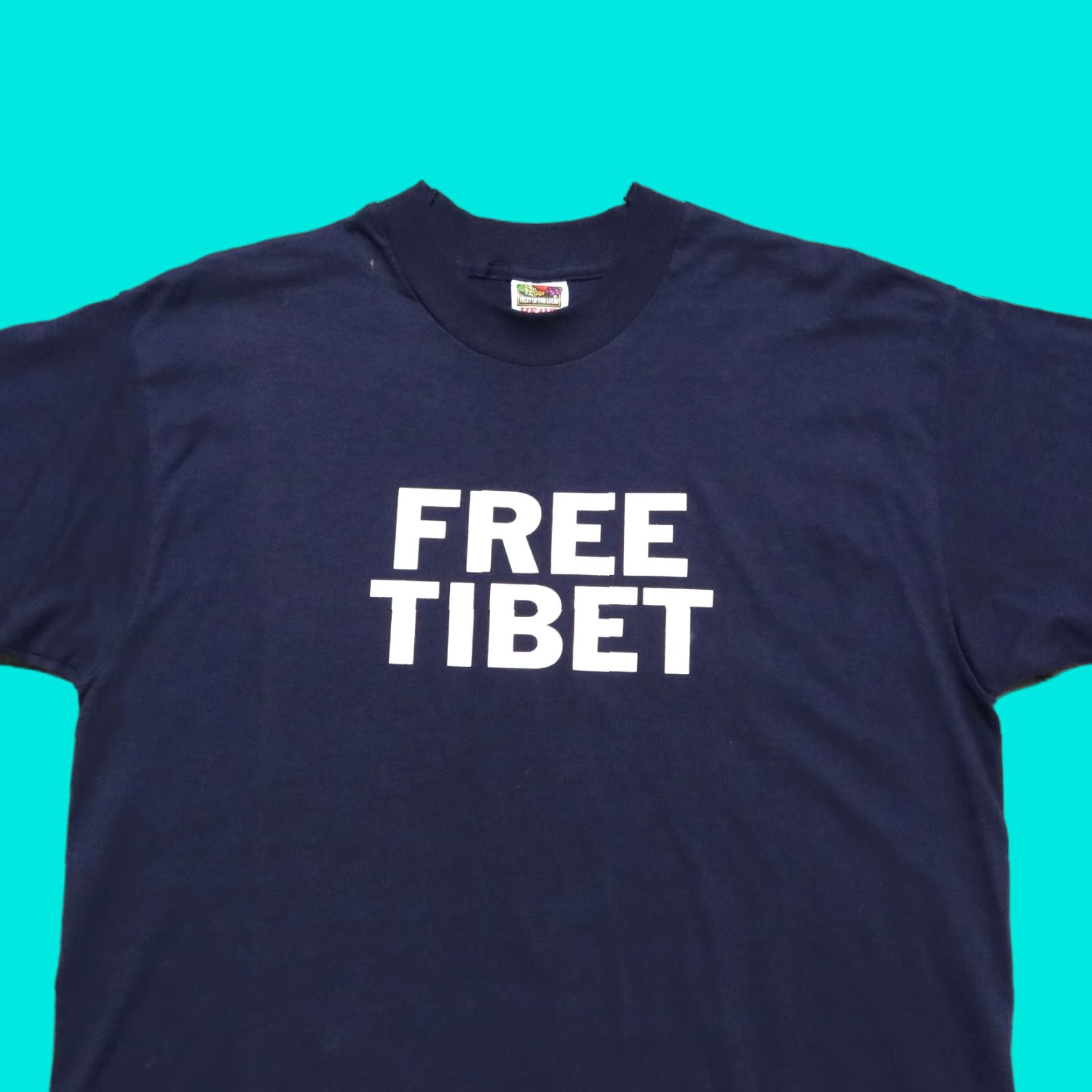 Fruit Of The Loom Vintage Deadstock Tibetan Freedom Concert Shirt Navy L Mens T-Shirt Size US L / EU 52-54 / 3 - 1 Thumbnail
