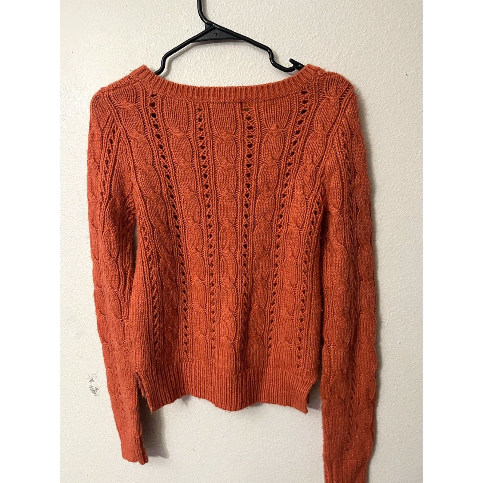 Vintage WHOAU Women Sweater Orange Knit Long Sleeve Crew Neck Casual Open Knit Pullover M Size - Regular Fit, Logo Accent, Fall Spring, Raglan Sleeve Size M / US 6-8 / IT 42-44 - 2 Thumbnail