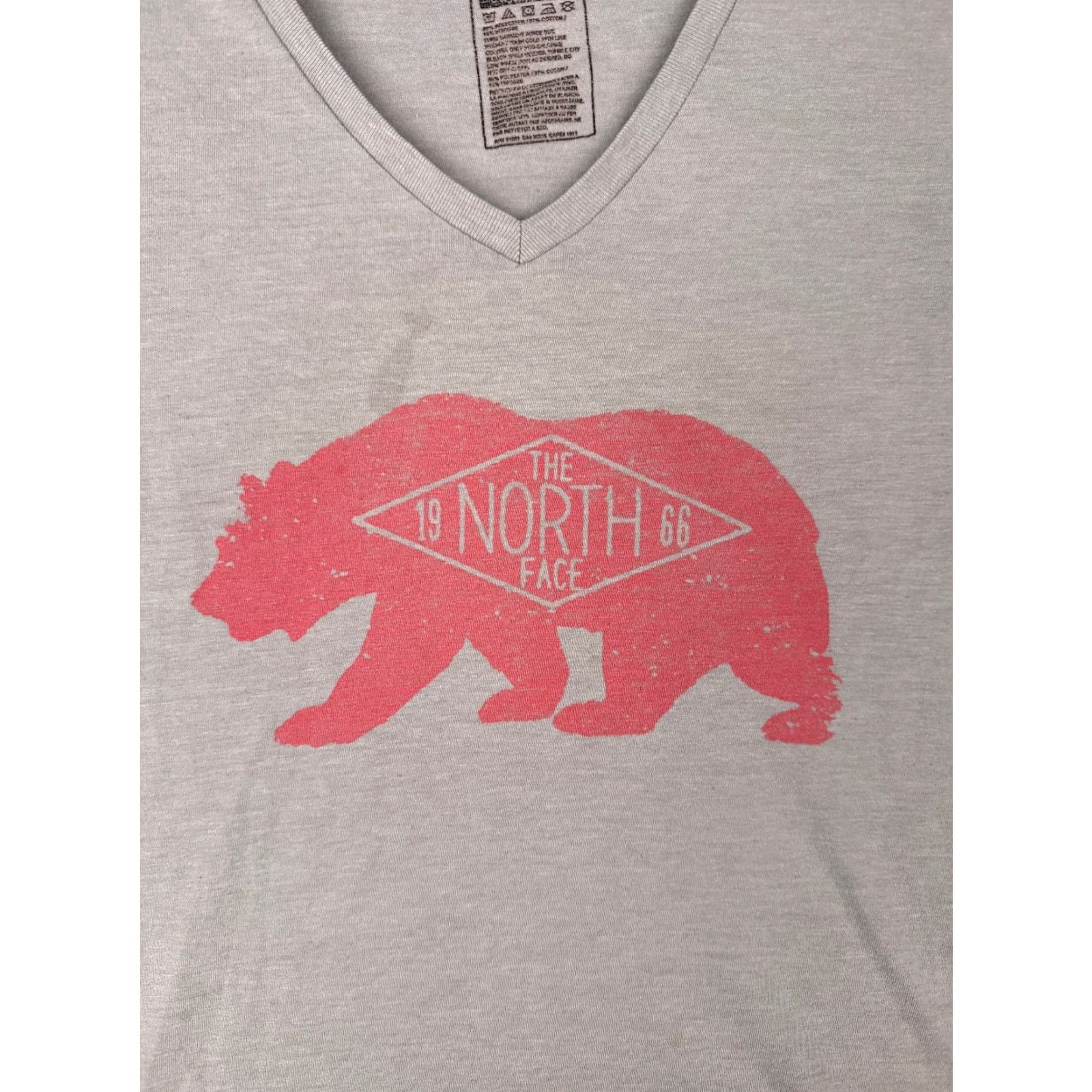 The North Face The North Face Shirt Women S Gray V-Neck Cotton Blend Bear Logo T-Shirt Casual All Seasons Womens Size S / US 4 / IT 40 - 6 Thumbnail