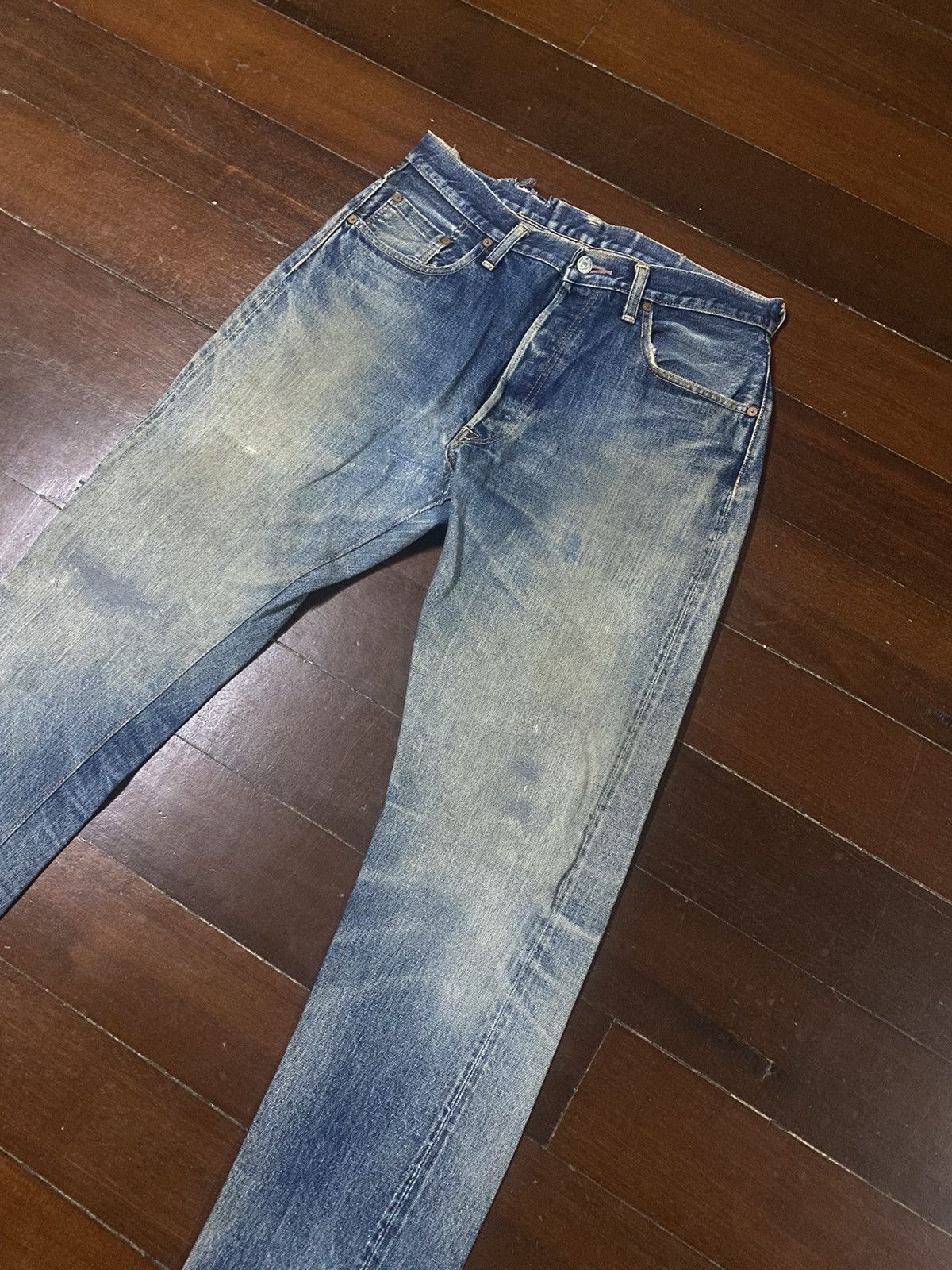 Denime Vintage 90s DENIME Japan Selvedge Distressed patch leather Size US 34 / EU 50 - 6 Thumbnail