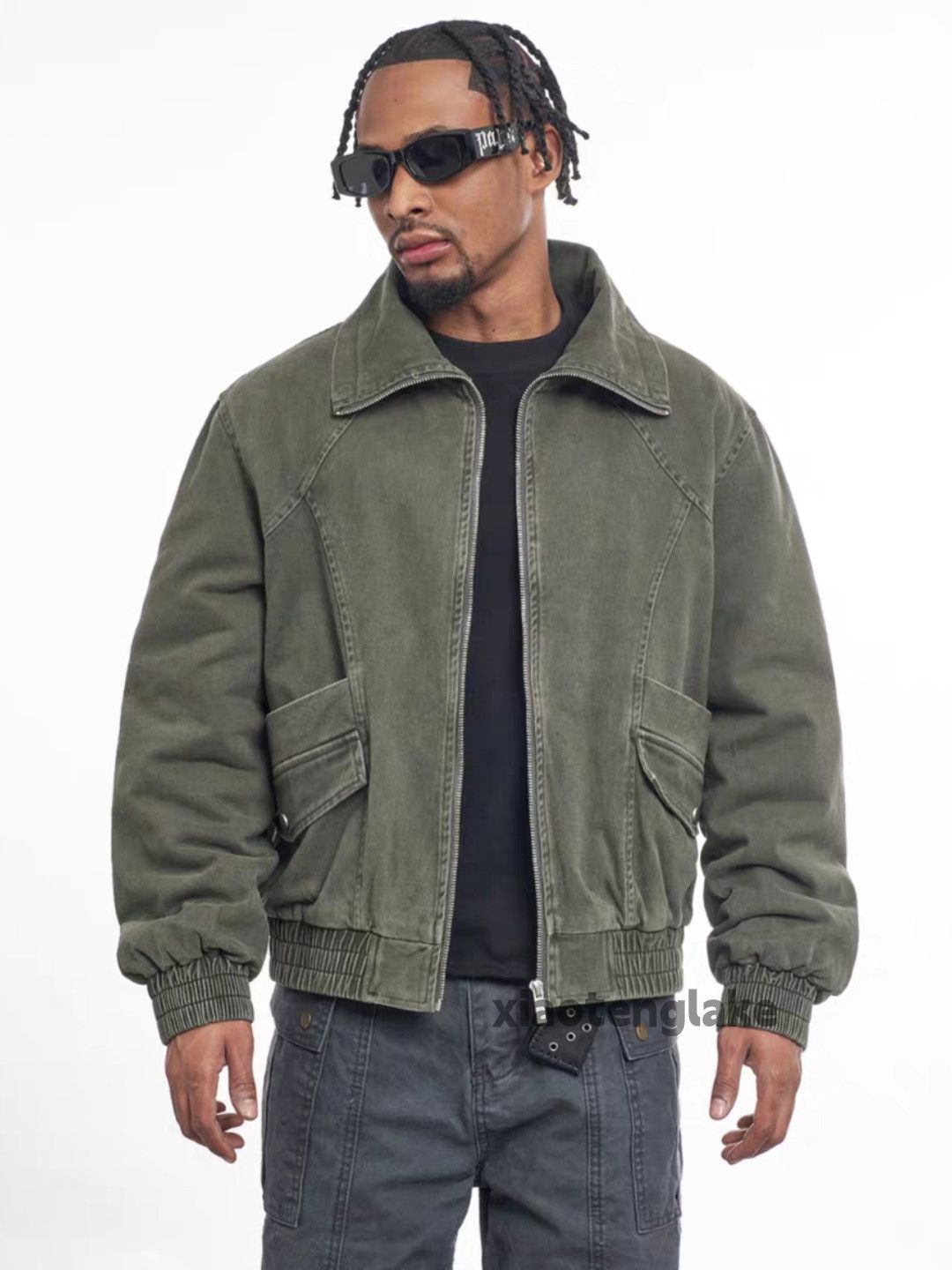 Unisex outdoor utility patchwork military faded jacket