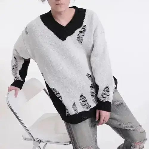 Other Grunge Distressed Punk Knit Sweater Size US XXL / EU 58 / 5 - 4 Thumbnail