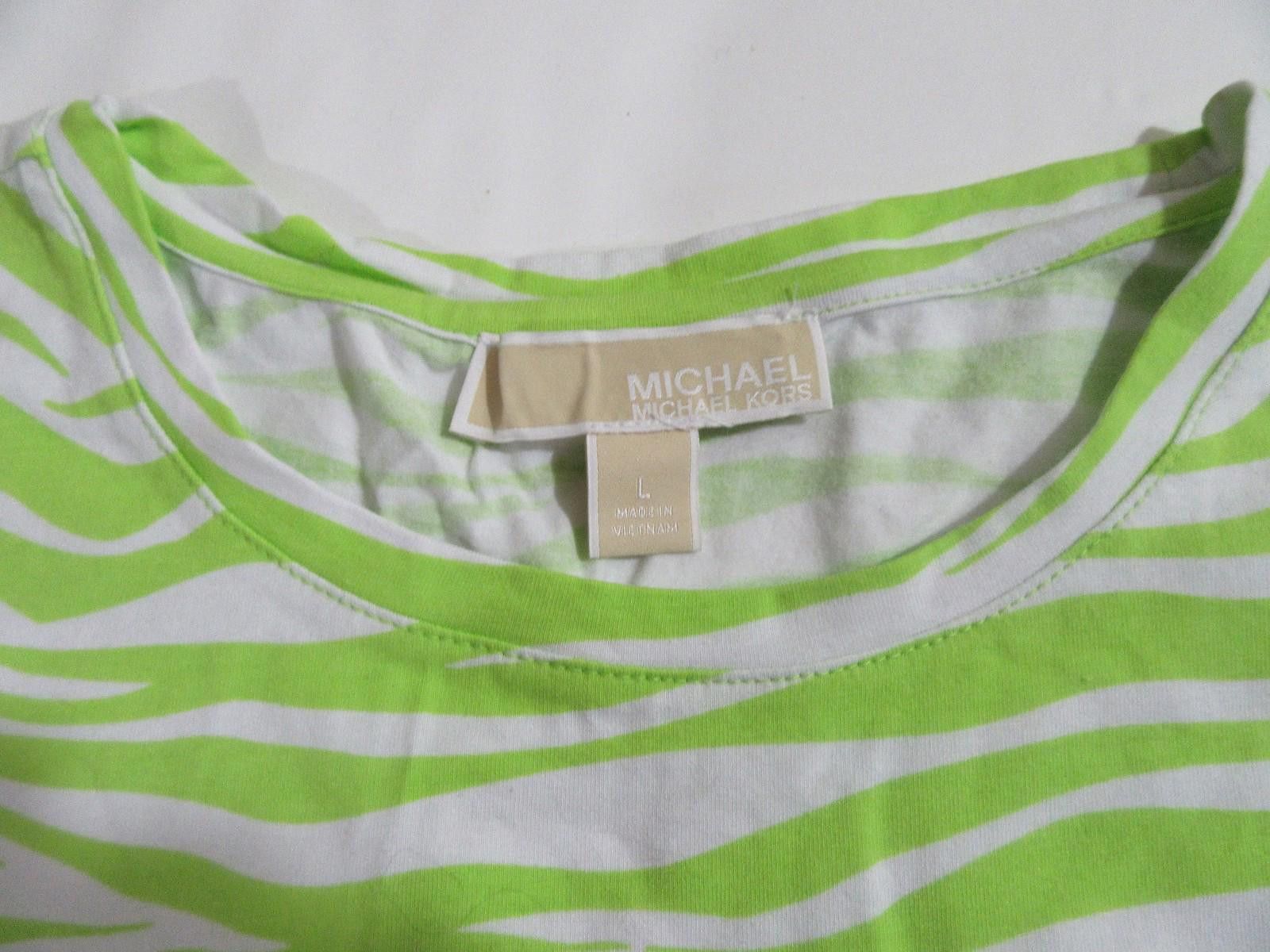 Michael Kors Michael Kors Womens Tiger Striped Shirt Bright Green Size L / US 10 / IT 46 - 3 Thumbnail