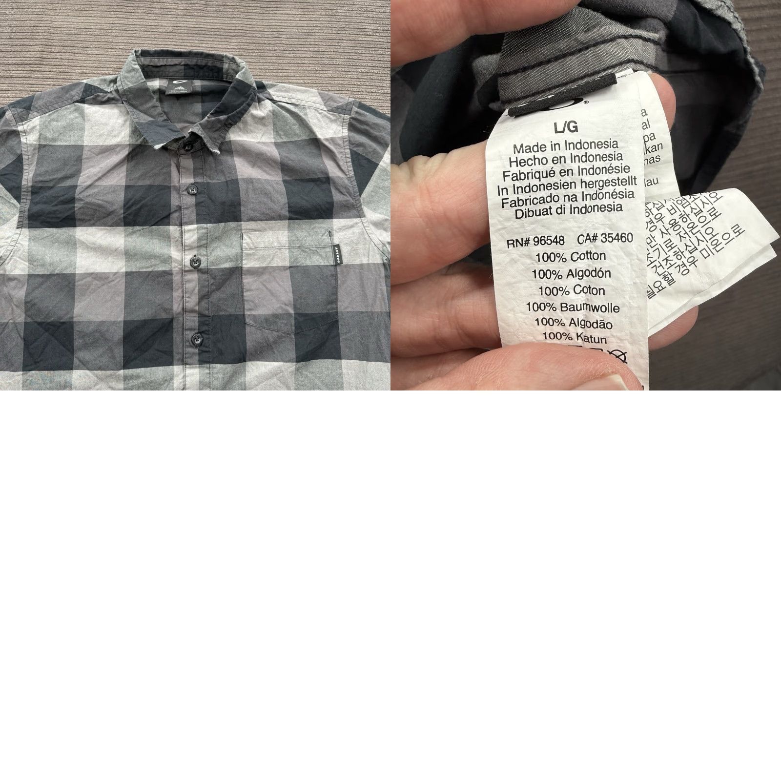 Oakley Oakley Shirt Men L Gray Plaid Cotton Regular Fit Short Sleeve Button Up Size US L / EU 52-54 / 3 - 8 Thumbnail