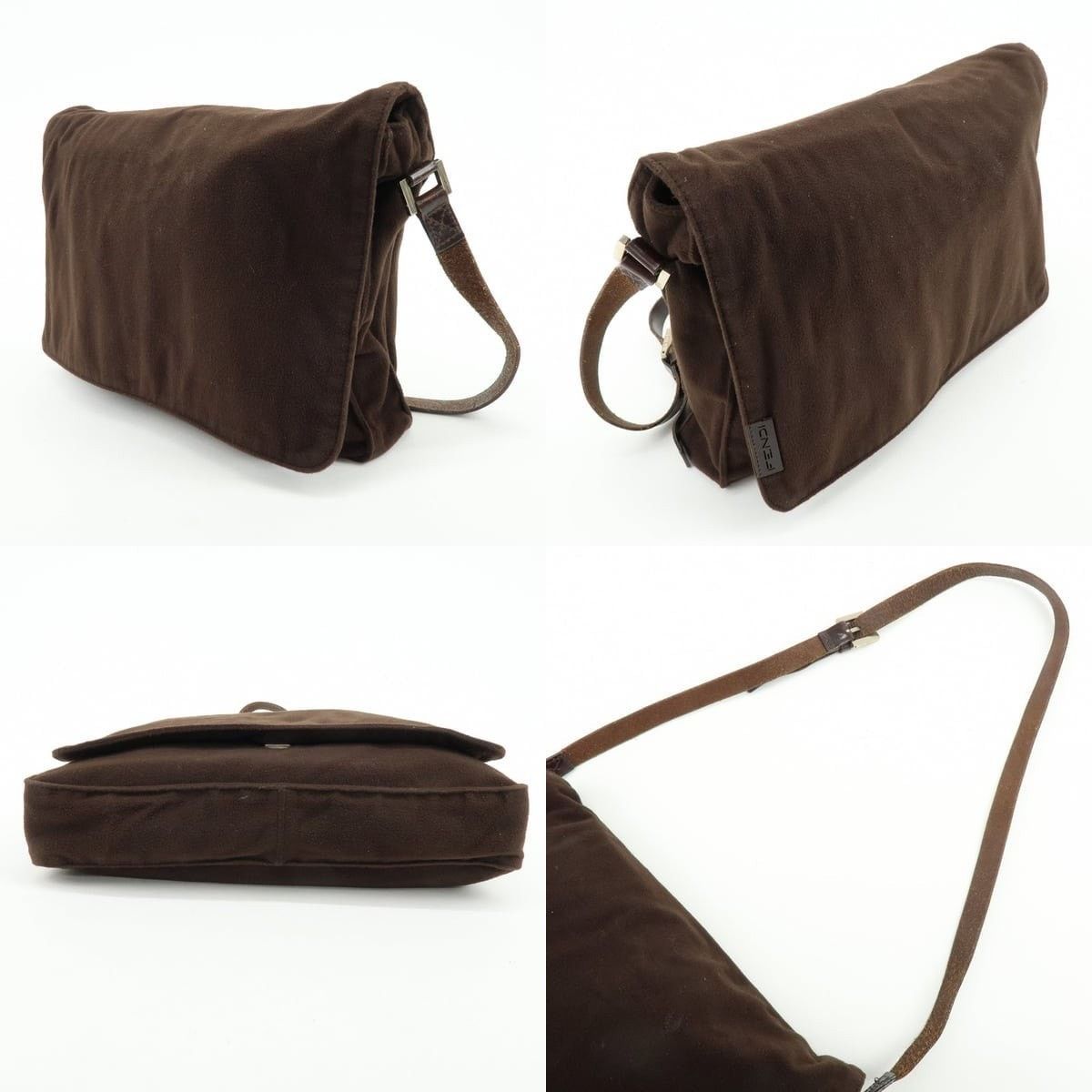 Fendi Fendi Wool Leather Crossbody Bag Brown Size ONE SIZE - 3 Thumbnail
