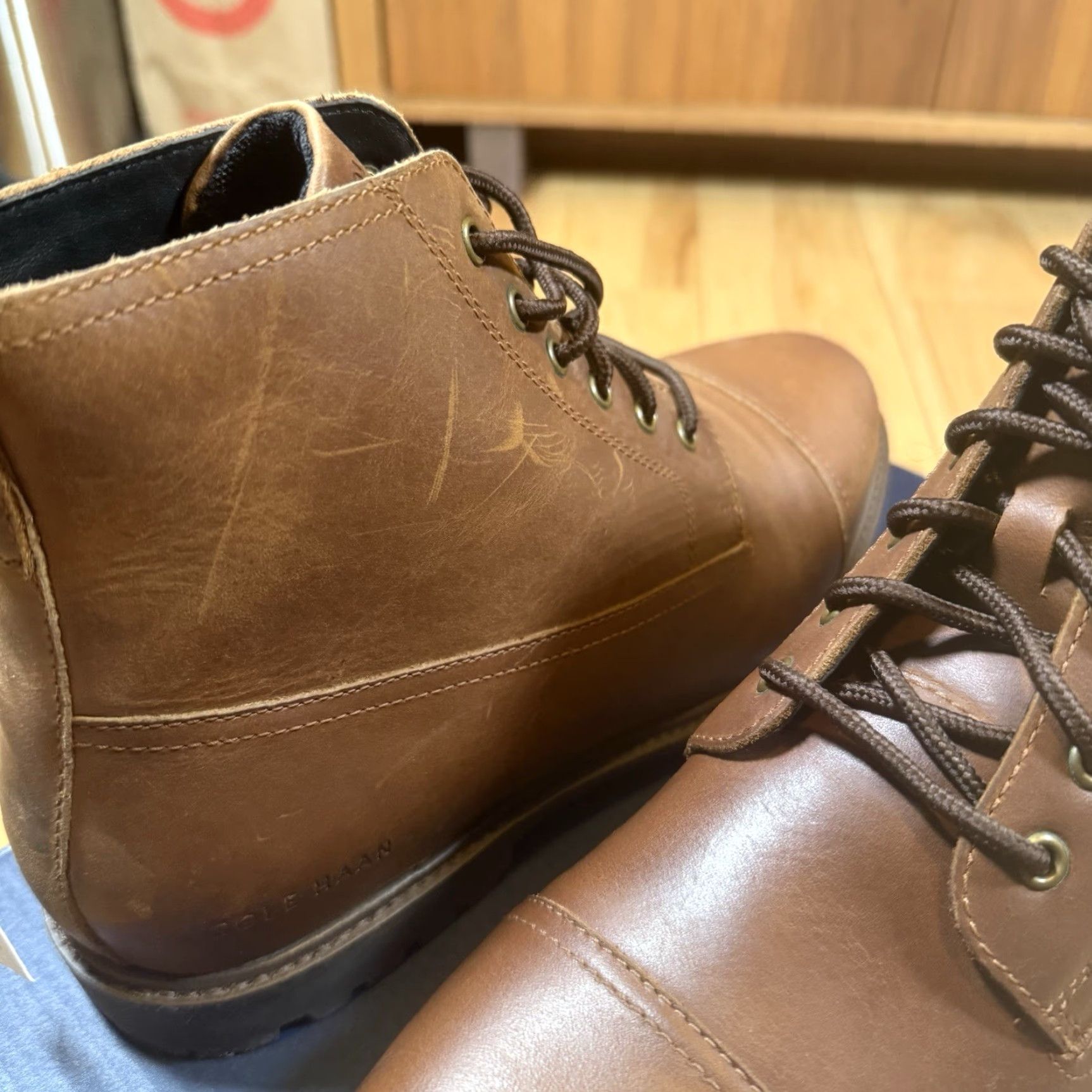 Cole Haan VINTAGE Cole Haan Grand Lug Boot Leather Men’s 8 Bayou Brown Dress Boots Mens 8 Brown Leather Brogue Grand In Box New in Box Size US 8 / EU 41 - 6 Thumbnail