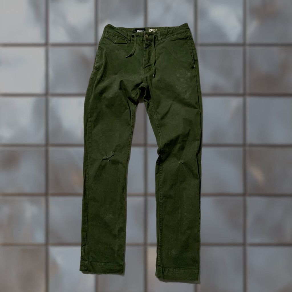 Vintage VINTAGE Grizzly Griptape X Torey Pudwill TP01 Green Chino Cotton Slim Skater Pants Sz.32 Size US 32 / EU 48 - 1 Thumbnail