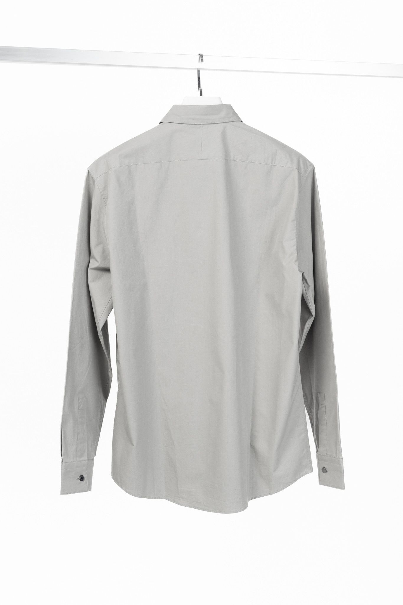 Hermes Hermes Light-Grey Cotton-Poplin Vertical-Pocket Shirt Size US M / EU 48-50 / 2 - 2 Thumbnail