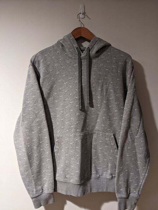 Nike all over print swoosh clearance hoodie grey