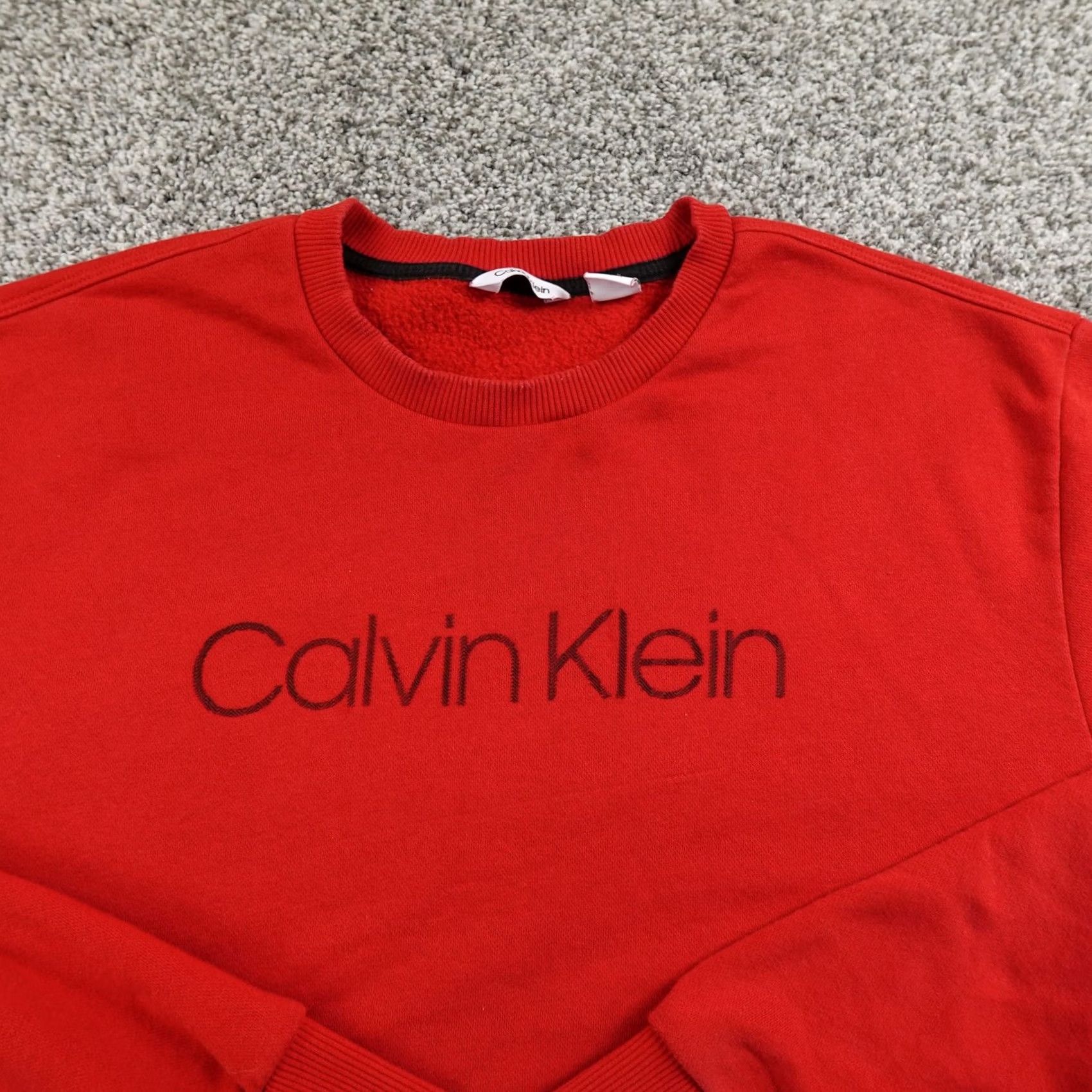 Calvin Klein Calvin Klein Sweatshirt Mens XL Red Logo Pullover Crewneck Graphic Print All Seasons Fleece Cotton Polyester Size US XL / EU 56 / 4 - 3 Thumbnail