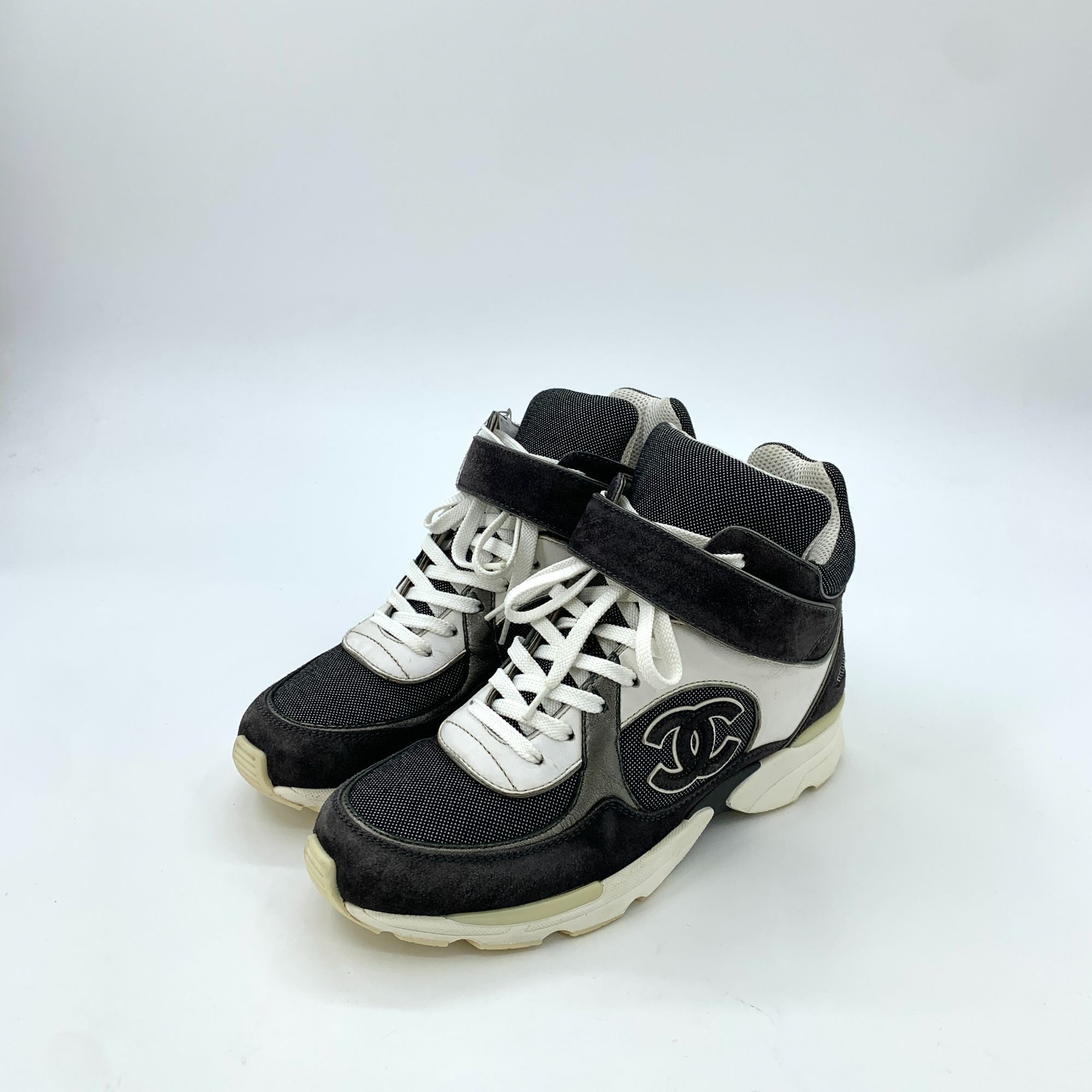 Chanel Chanel Colorblock Woven Lace-Up High-Top Sneakers (Size 36) Size US 6 / IT 36 - 1 Thumbnail