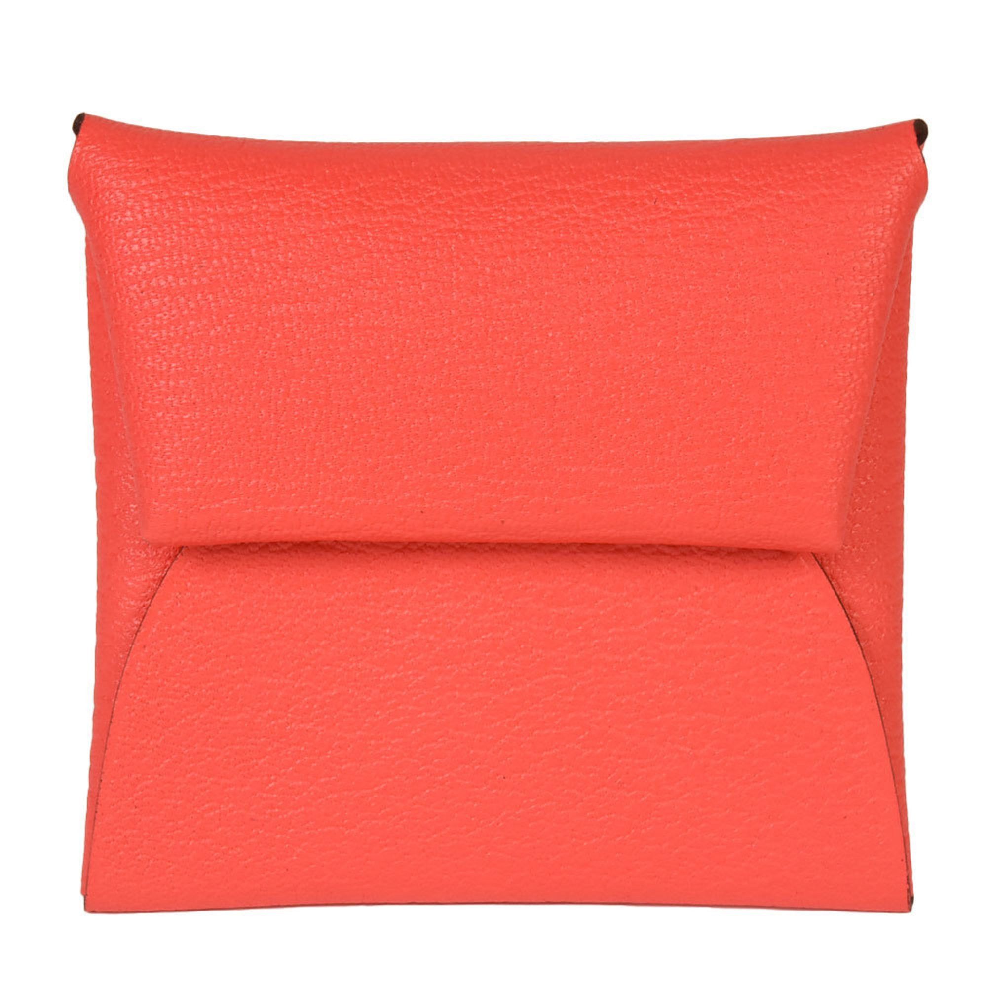 image of Hermes Bastia Coin Case Chevre B Stamp Rose Texas Women's