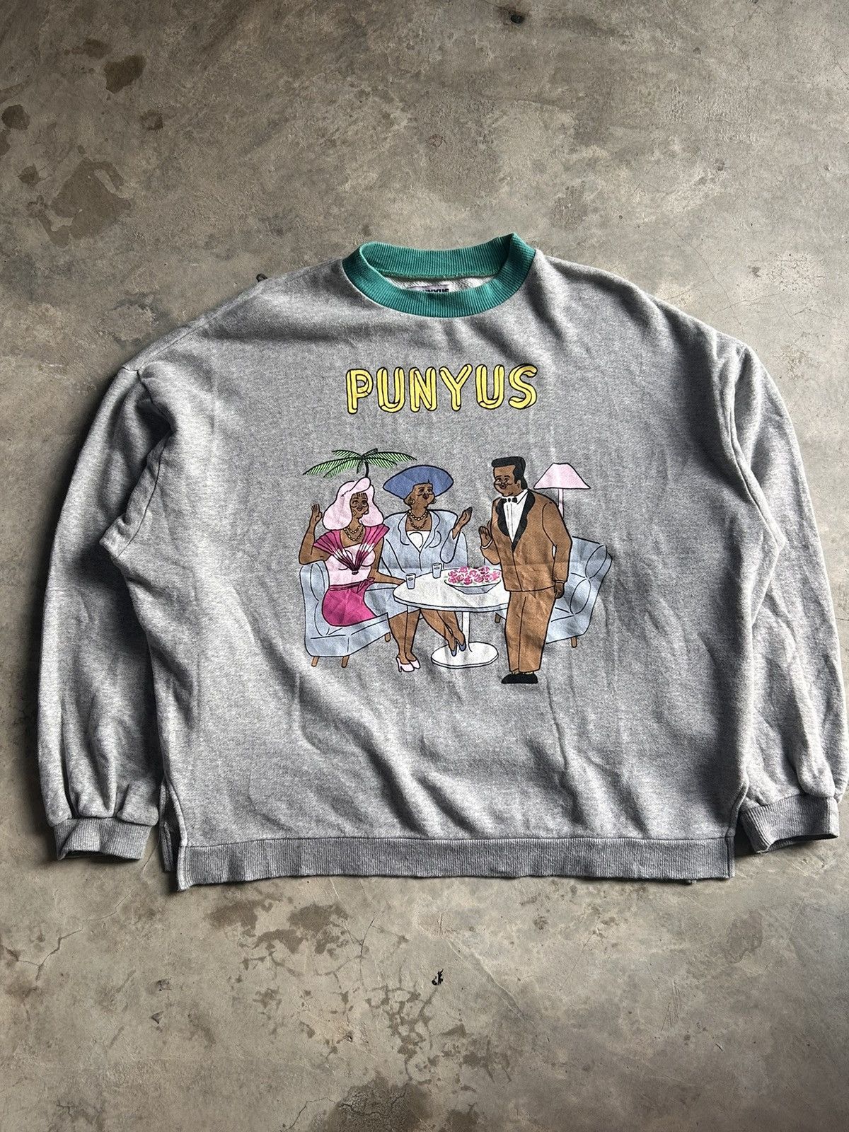 Japanese Brand Punyus sweatshirt Grey Fronthit Size US L / EU 52-54 / 3 - 3 Thumbnail