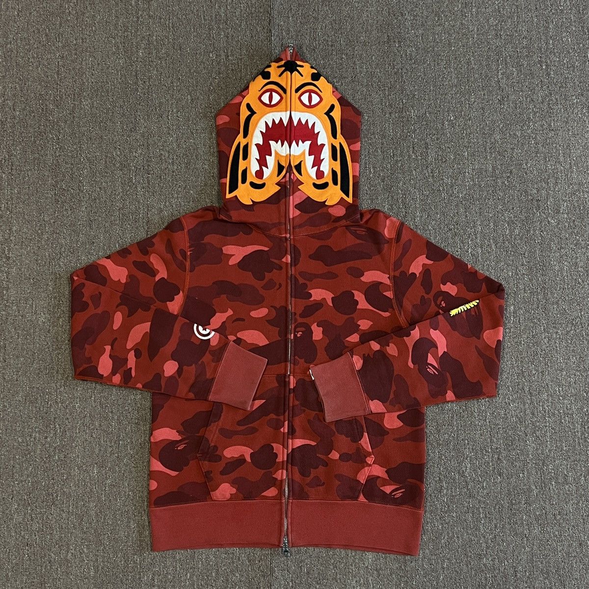 Bape red tiger on sale hoodie