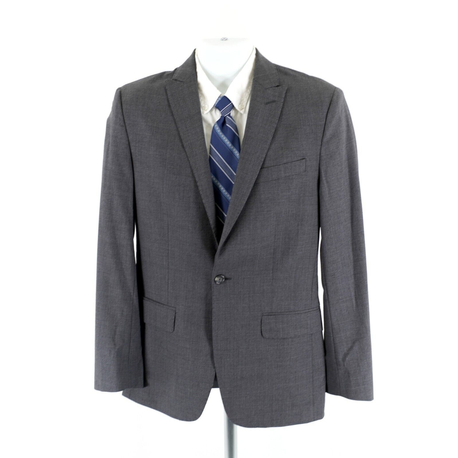 Banana Republic Banana Republic Tailored Fit Wool Gray Glen Plaid W/ Blue 1 Size 36R - 4 Thumbnail