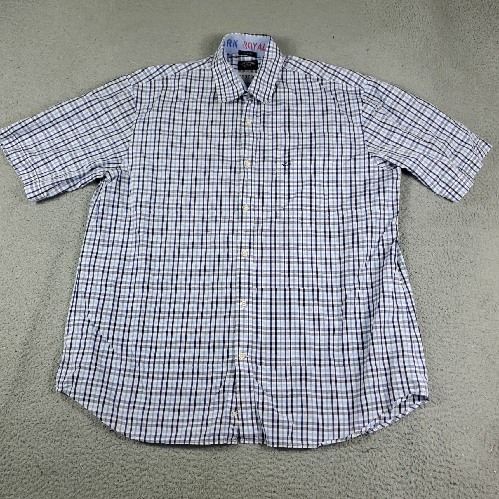 Paul & Shark Paul & Shark Shirt Mens 44 Blue Check Button-Up Short Sleeve Casual Cotton Shirt 44 Blue Men’s Shirt Size US XXL / EU 58 / 5 - 3 Thumbnail