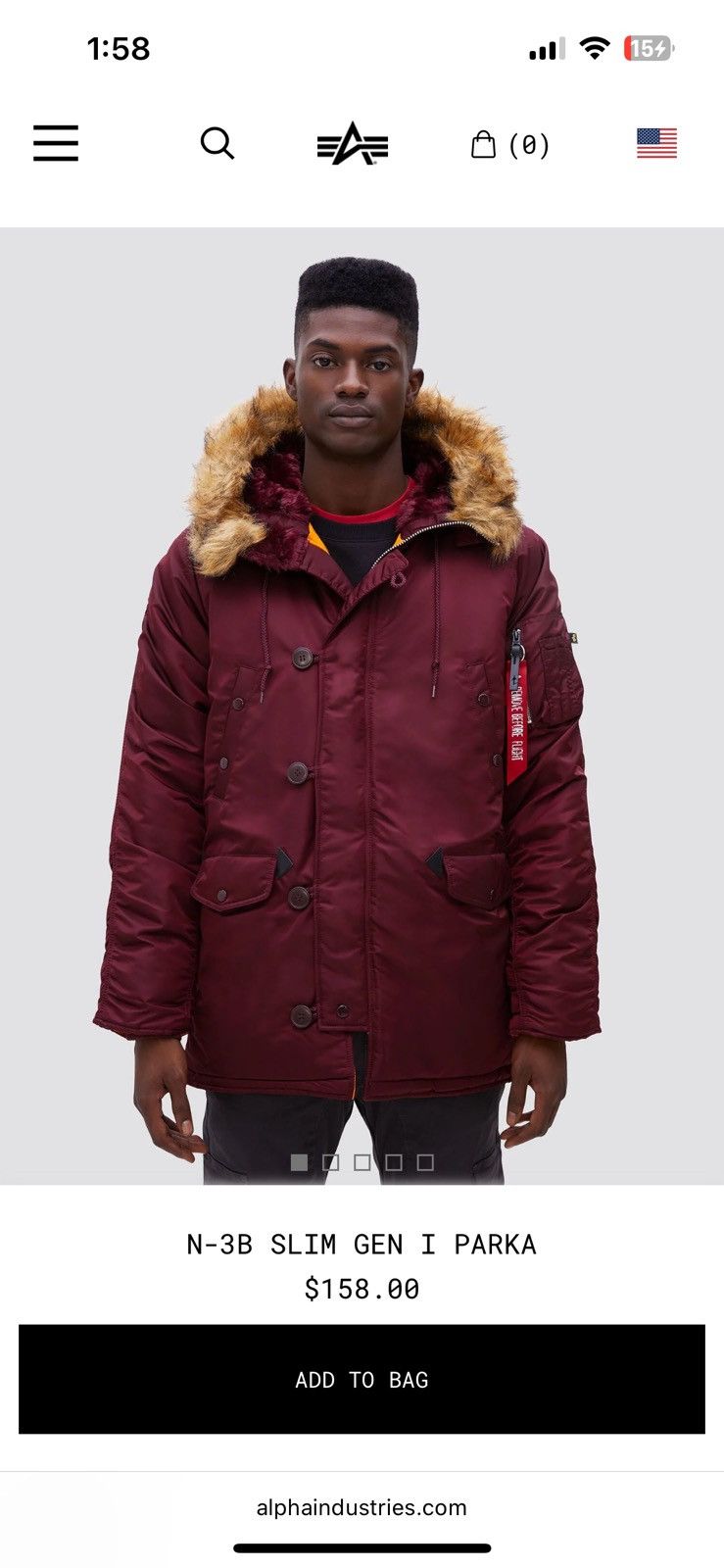 Alpha Industries Alpha Industries N3B Mens Parka Jacket Size S Size US S / EU 44-46 / 1 - 3 Thumbnail