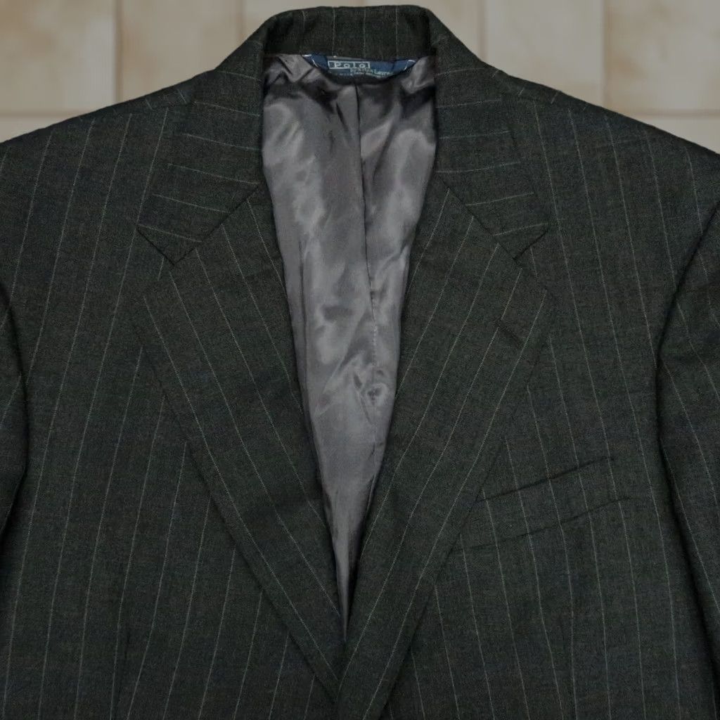 Polo Ralph Lauren VINTAGE Polo Ralph Lauren Blazer Men 44L Gray Wool Pinstripe Striped 2 Piece Blazer Mens Size US XXL / EU 58 / 5 - 1 Thumbnail