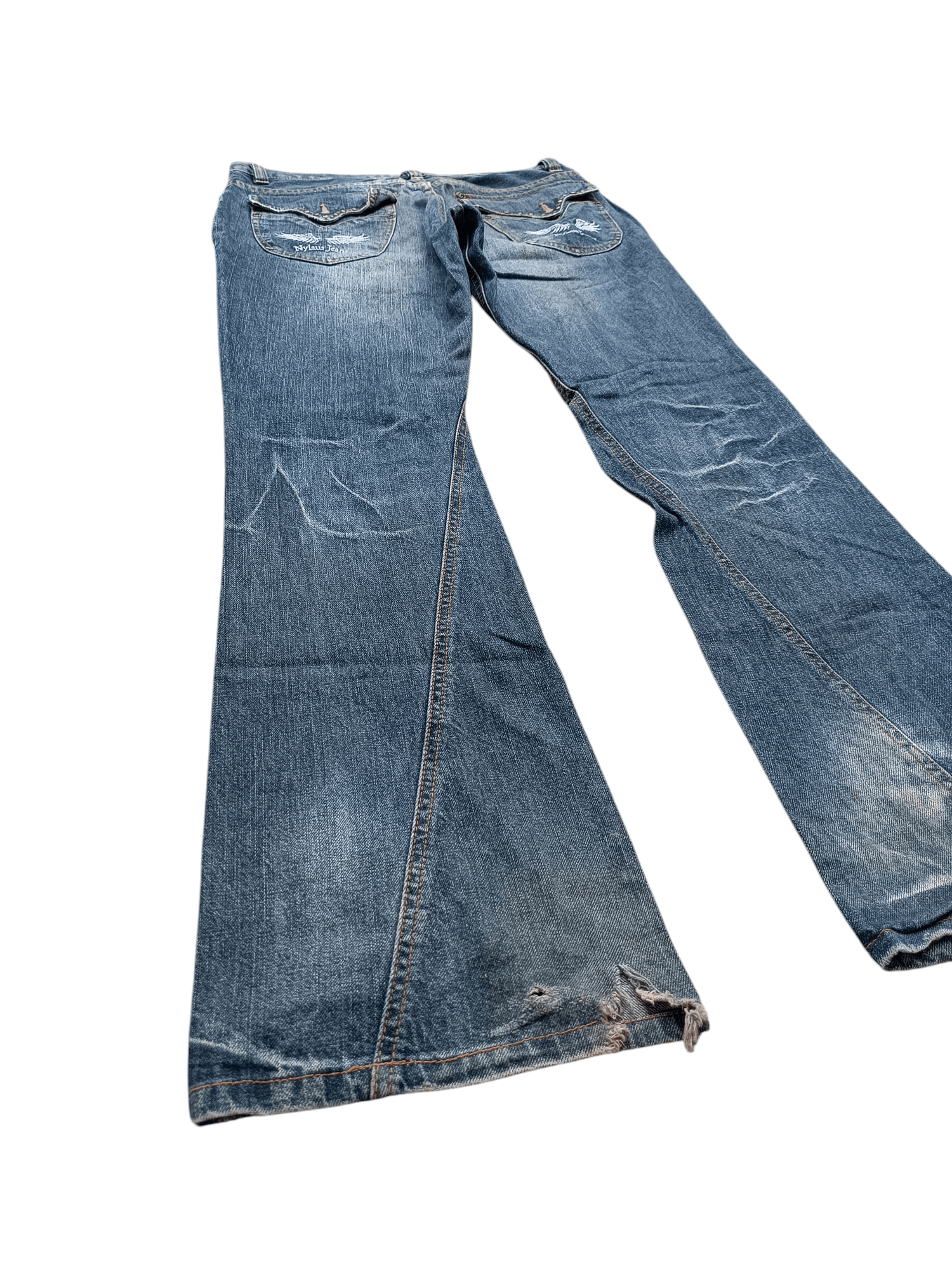 Japanese Brand Nylaus Jeans Flare Distressed Denim Style Size US 34 / EU 50 - 3 Thumbnail