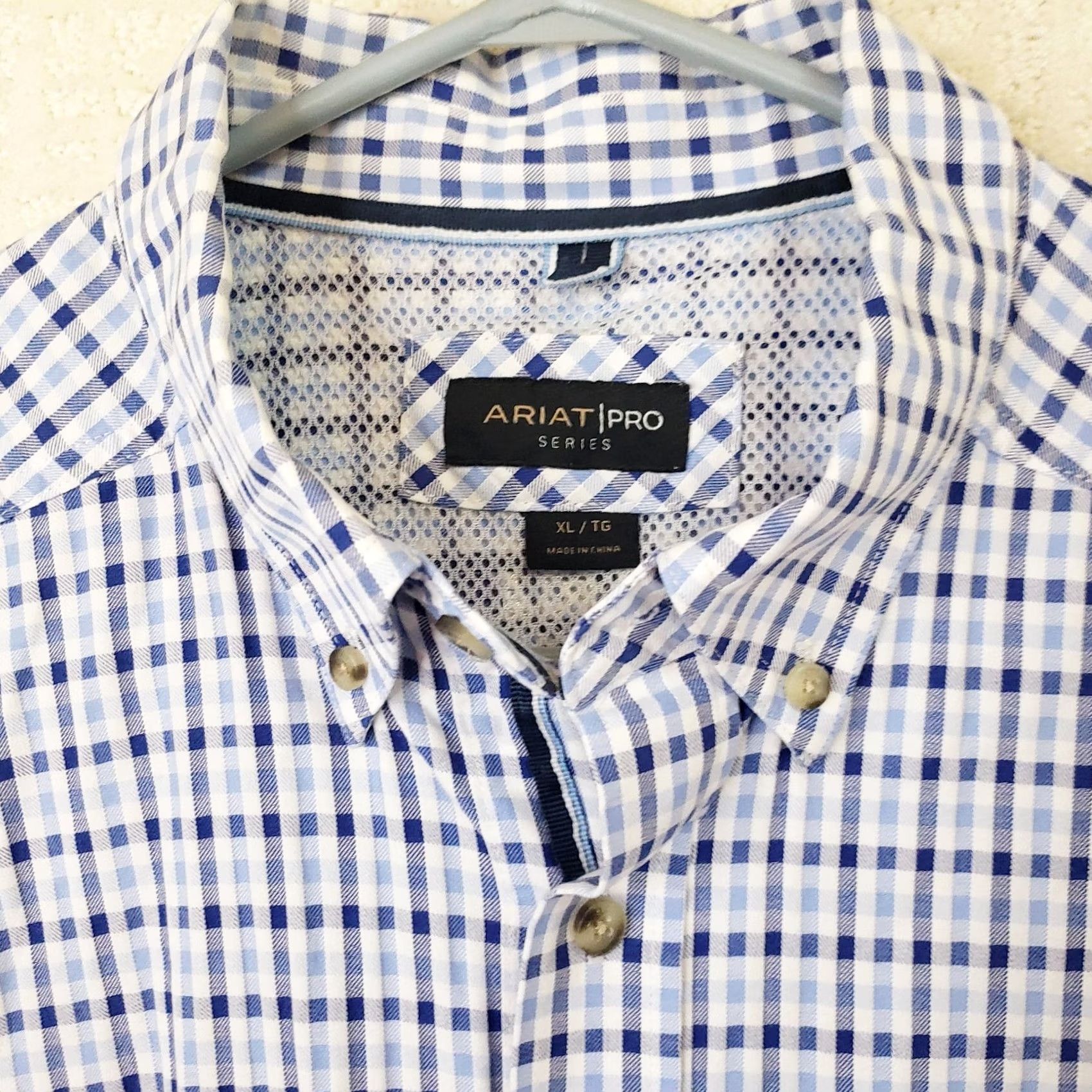 Ariat Ariat Pro Button Up Shirt Men XL Blue Check Long Sleeve Cotton Twill Western Button-Down Size US XL / EU 56 / 4 - 5 Thumbnail