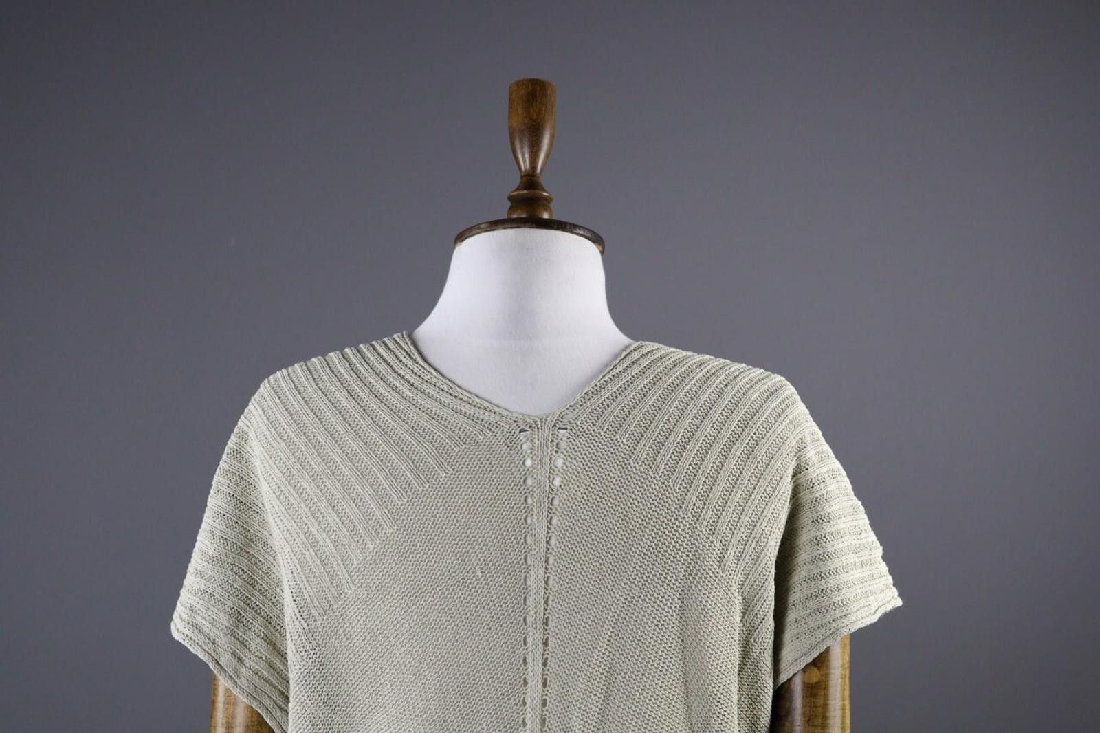 Designer Sarah Pacini Beige Linen Knit Wrap Top Shirt One Size Size ONE SIZE - 7 Thumbnail