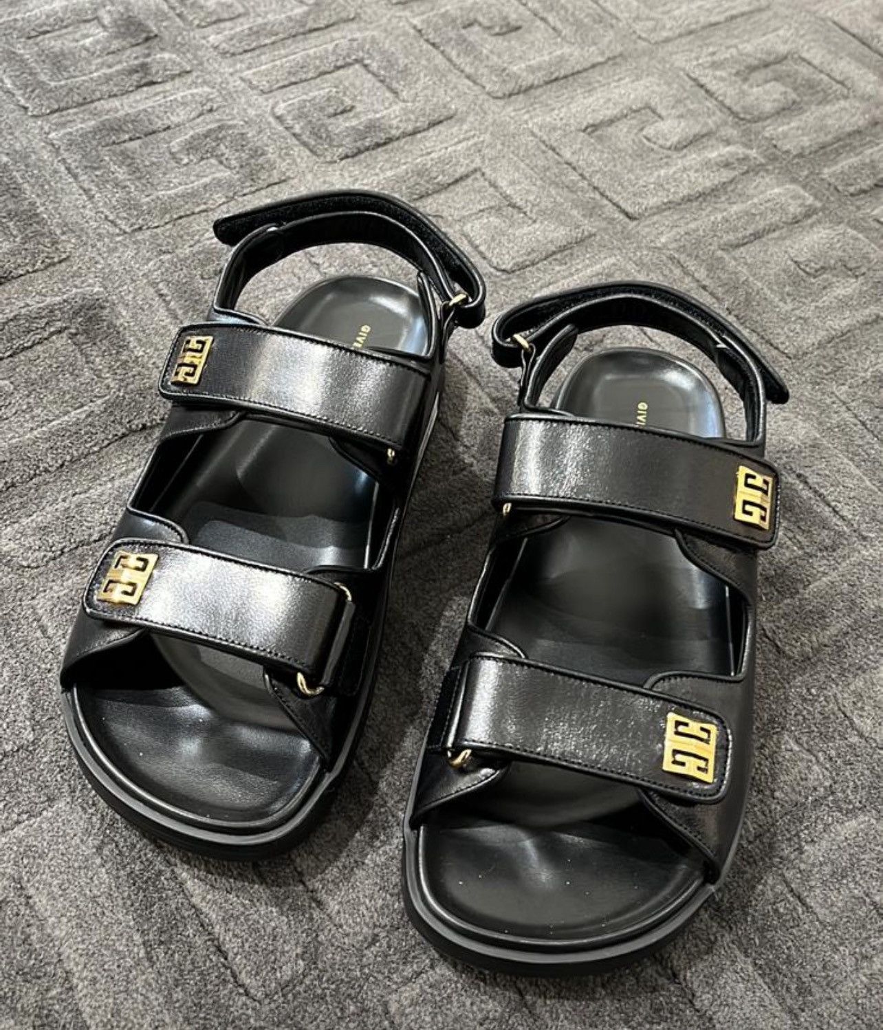 Givenchy Givenchy Logo Black Leather Sandals Size US 6 / IT 36 - 1 Preview