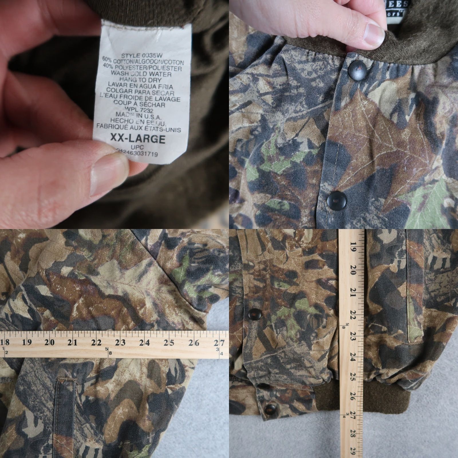 Jerzees VINTAGE Jerzees Bomber Jacket 2XL Mossy Oak Floor Camouflage Lined Snap Outdoors Mens Jacket Size US XXL / EU 58 / 5 - 8 Thumbnail
