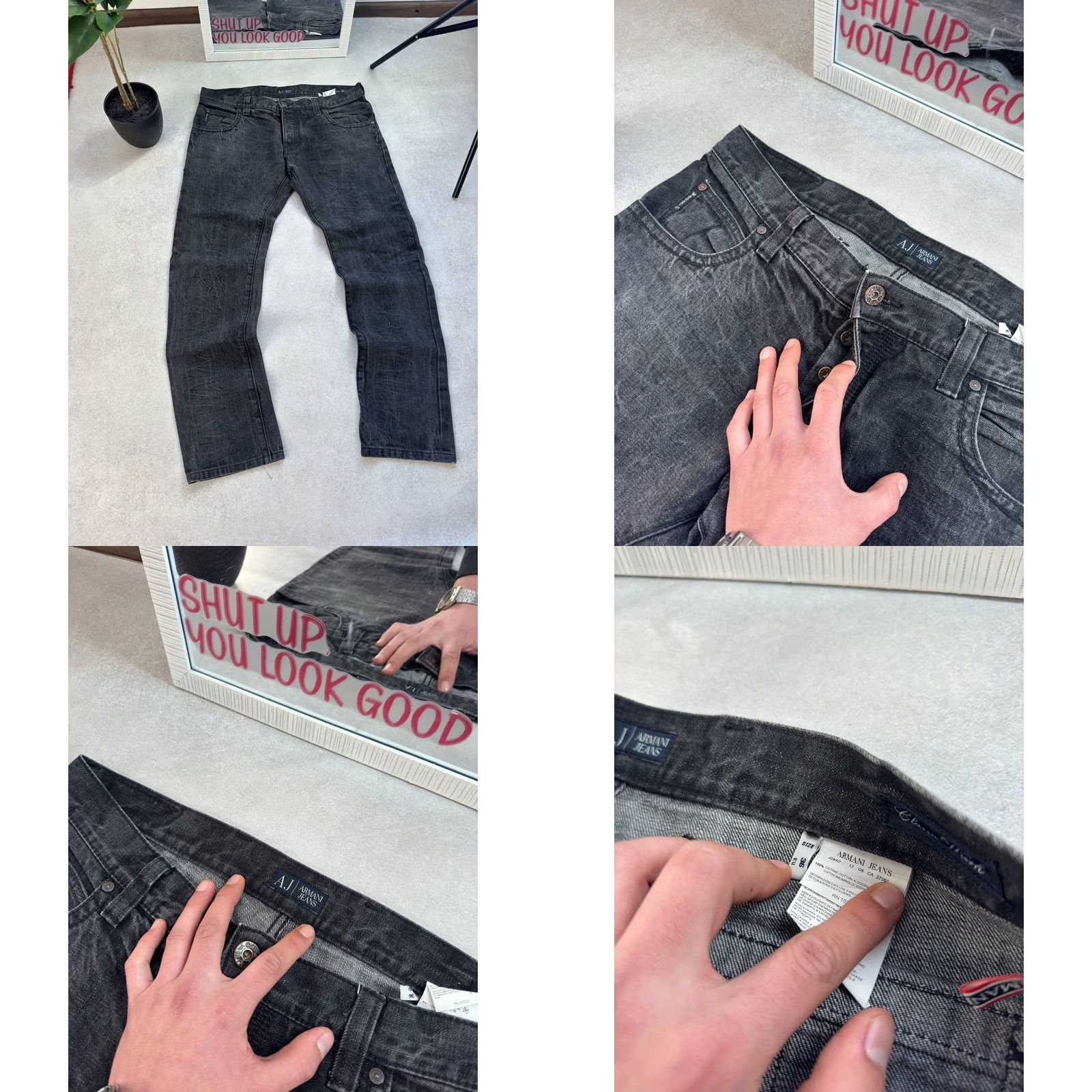 Vintage Armani Jeans Jeans Gray Regular Mens Size 36 Inseam 34 Distressed Logo Y2K Vintage 90s Metal Leg Wide-Leg Pants Size US 36 / EU 52 - 8 Thumbnail