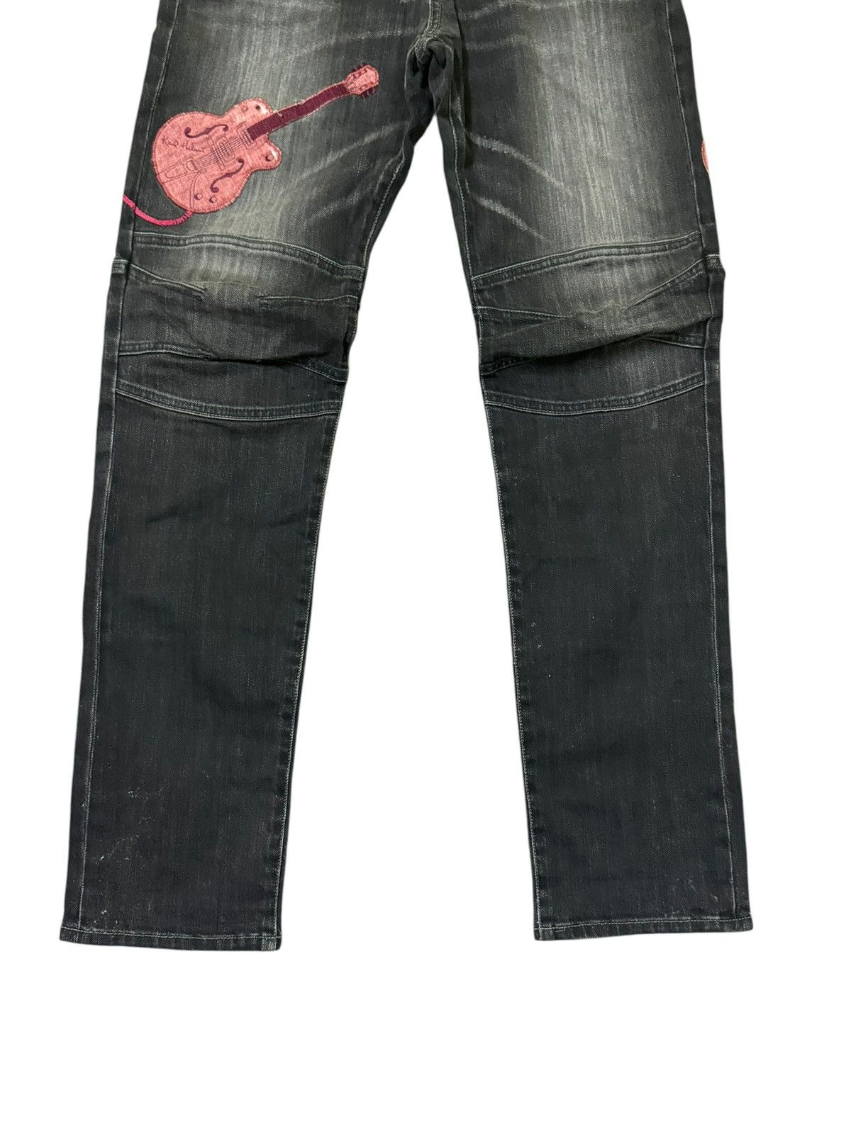 Hysteric Glamour × Karl Helmut × Vintage VINTAGE KARL HELMUT EMBROIDERY GUITAR DISTRESSED DENIM Size US 30 / EU 46 - 6 Thumbnail
