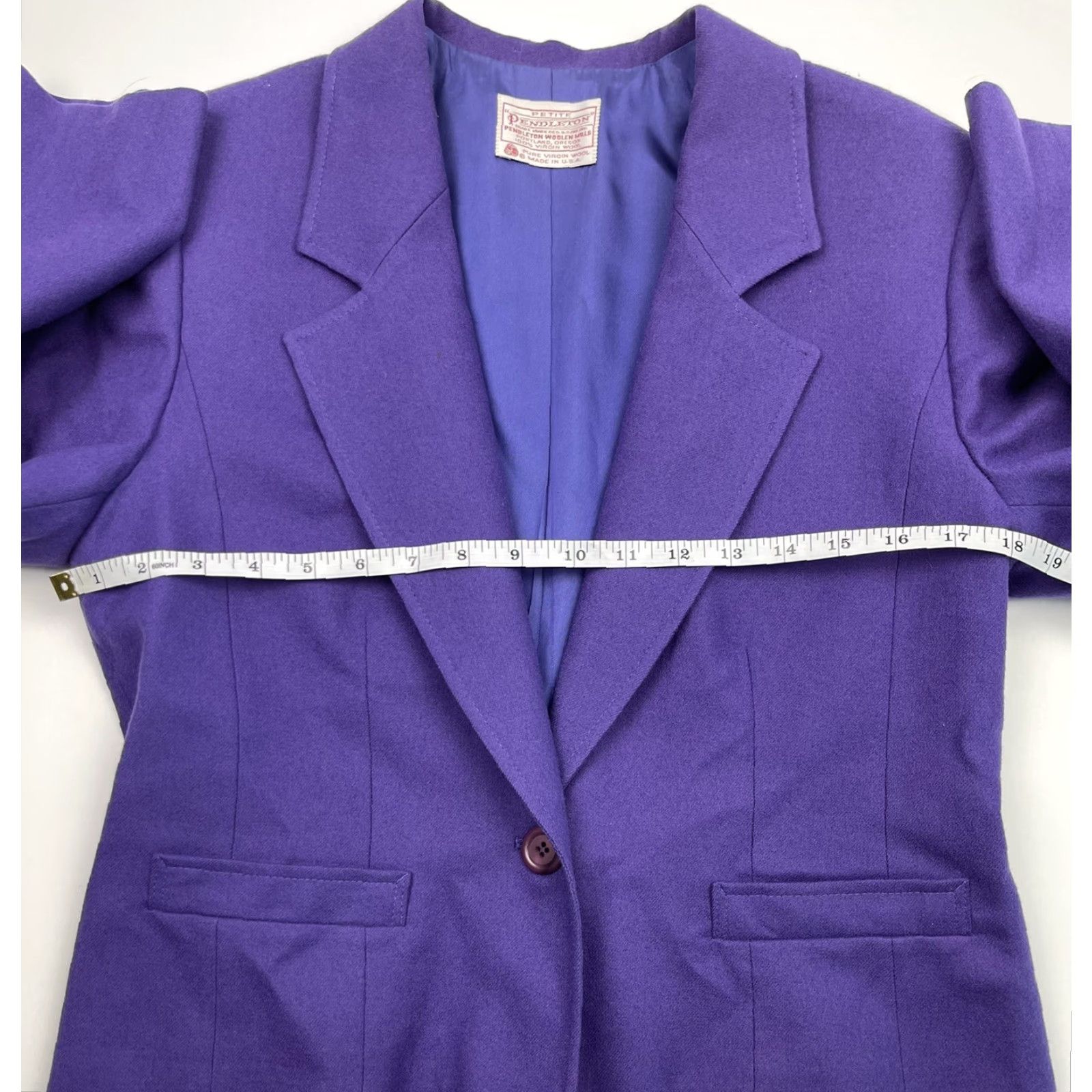 Pendleton VTG Pendleton Women's Blazer Petite M Wool Purple Short Lined Coat One Button Front US Made Womens Size M / US 6-8 / IT 42-44 - 5 Thumbnail