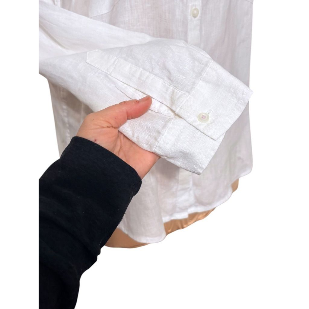 Boden Boden Linen Button Up Shirt White 8 Petite Top Blouse Classi Size M / US 6-8 / IT 42-44 - 4 Thumbnail