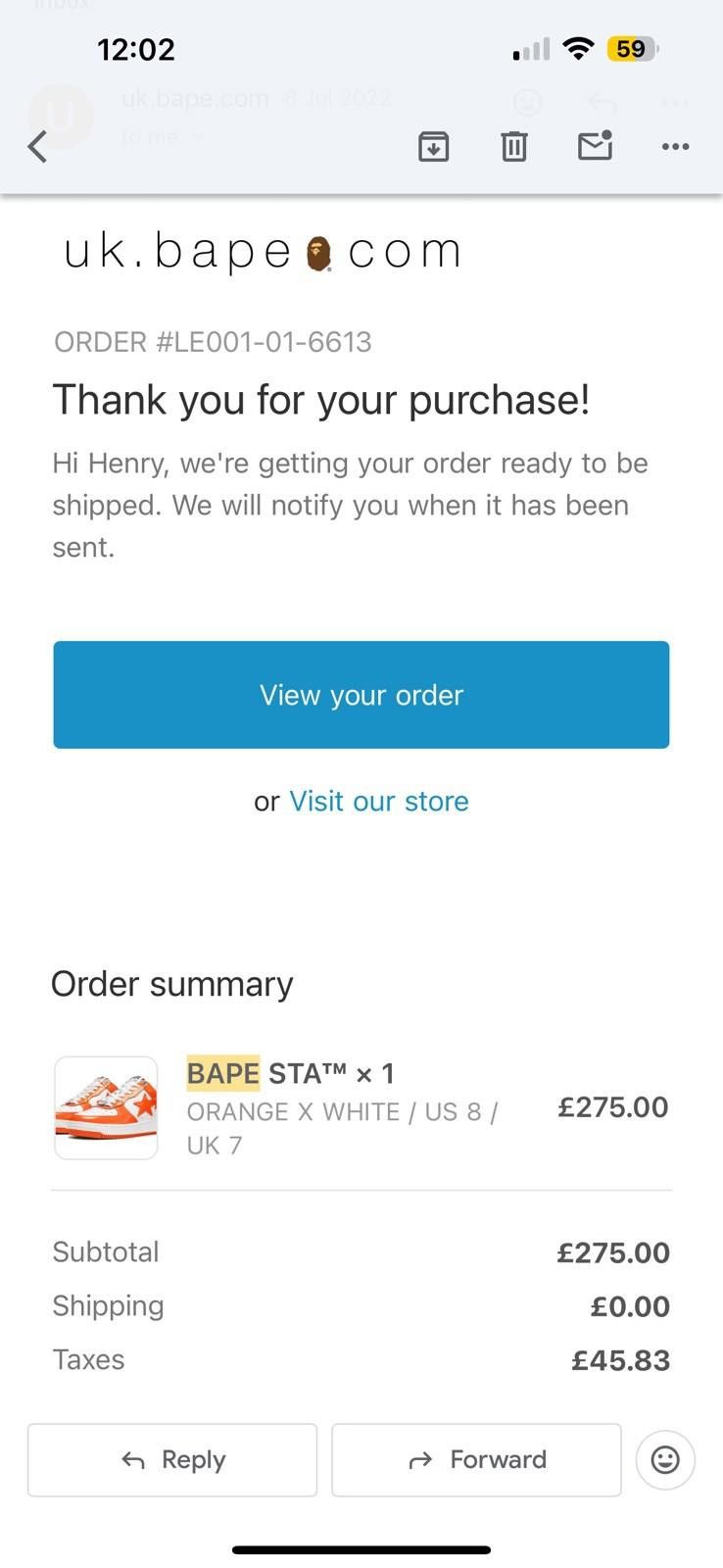 Bape bapesta air force 1 orange US 8 GOOD CONDITION - RARE Size US 8.5 / EU 41-42 - 9 Thumbnail