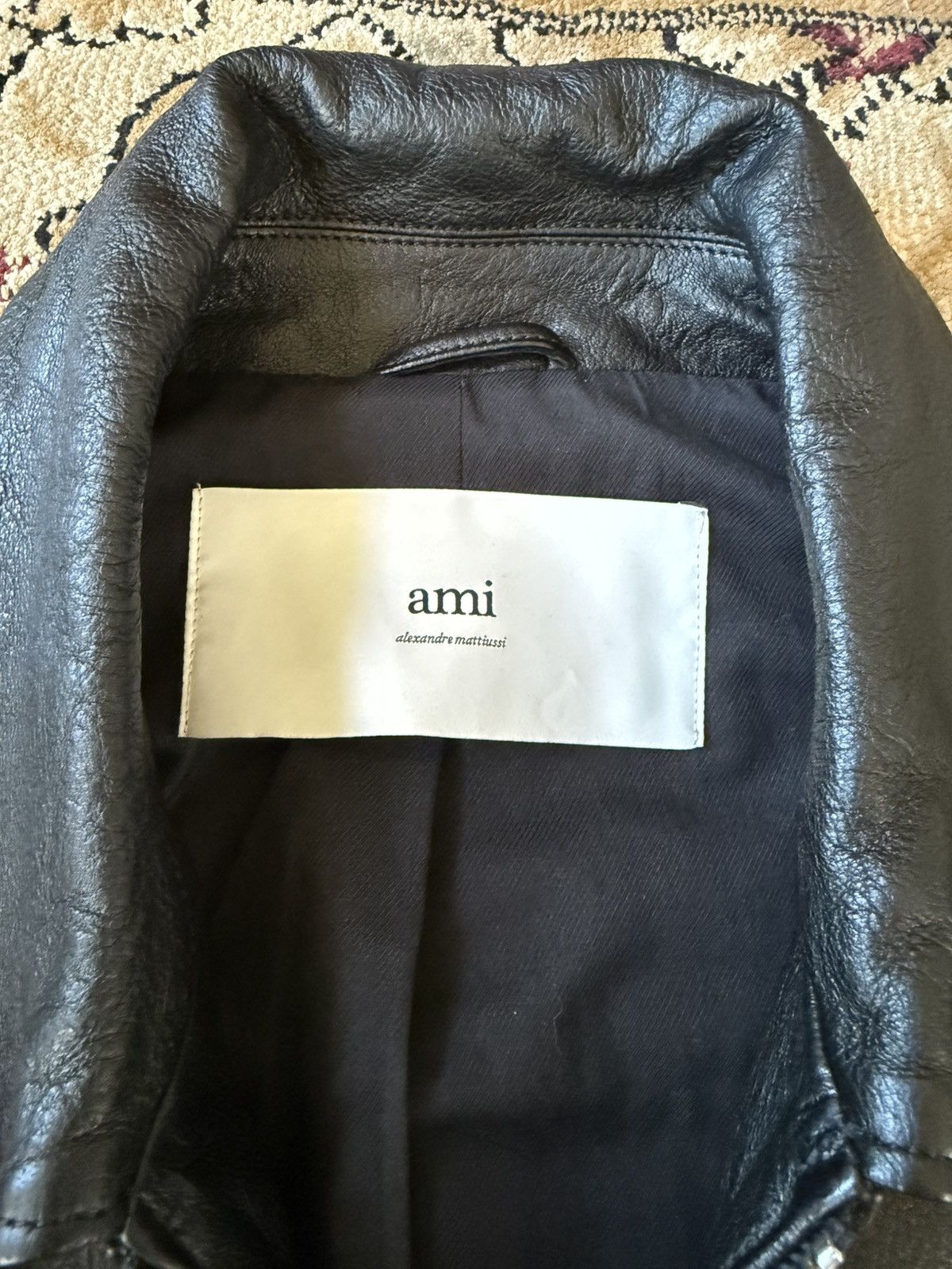 AMI Ami Paris Black Leather Jacket Size US L / EU 52-54 / 3 - 2 Thumbnail