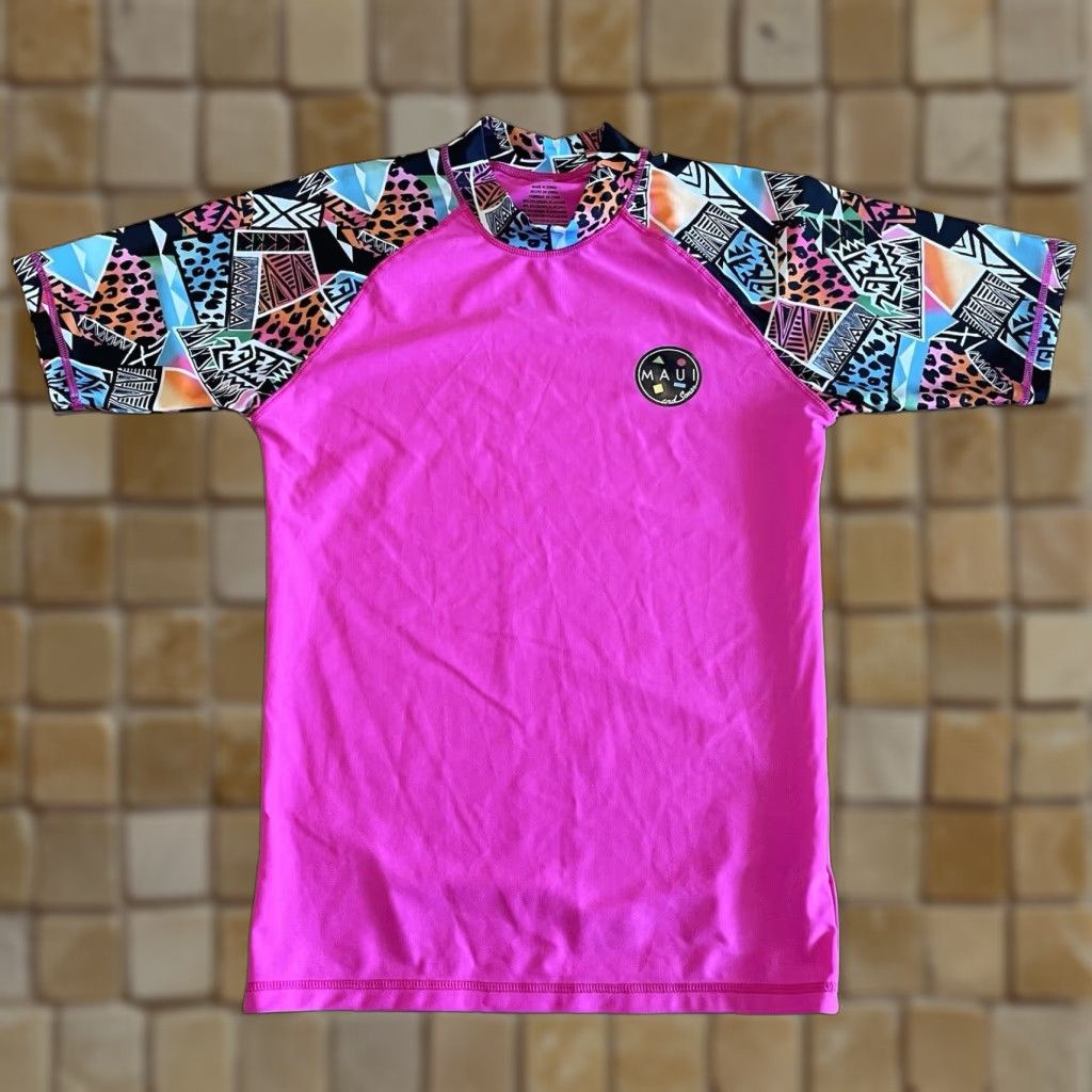 Pinko VINTAGE Maui and Sons Rashguard Women Large Pink UPF UV Protection Surfwear Size ONE SIZE - 1 Thumbnail