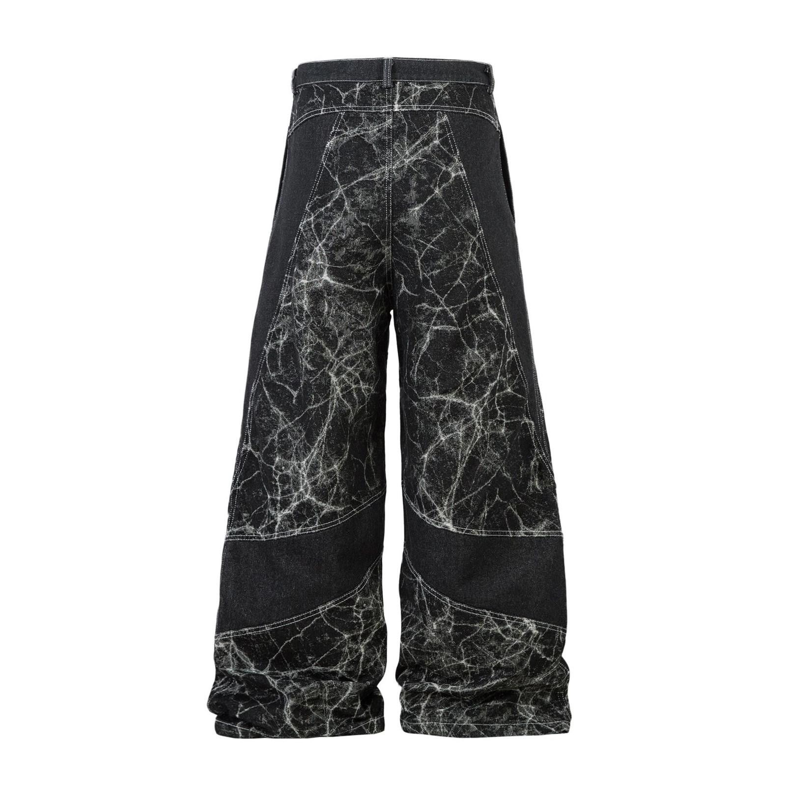 Japanese Brand Black Marble Crack Pattern Wide-Leg Jeans Size US 30 / EU 46 - 3 Thumbnail