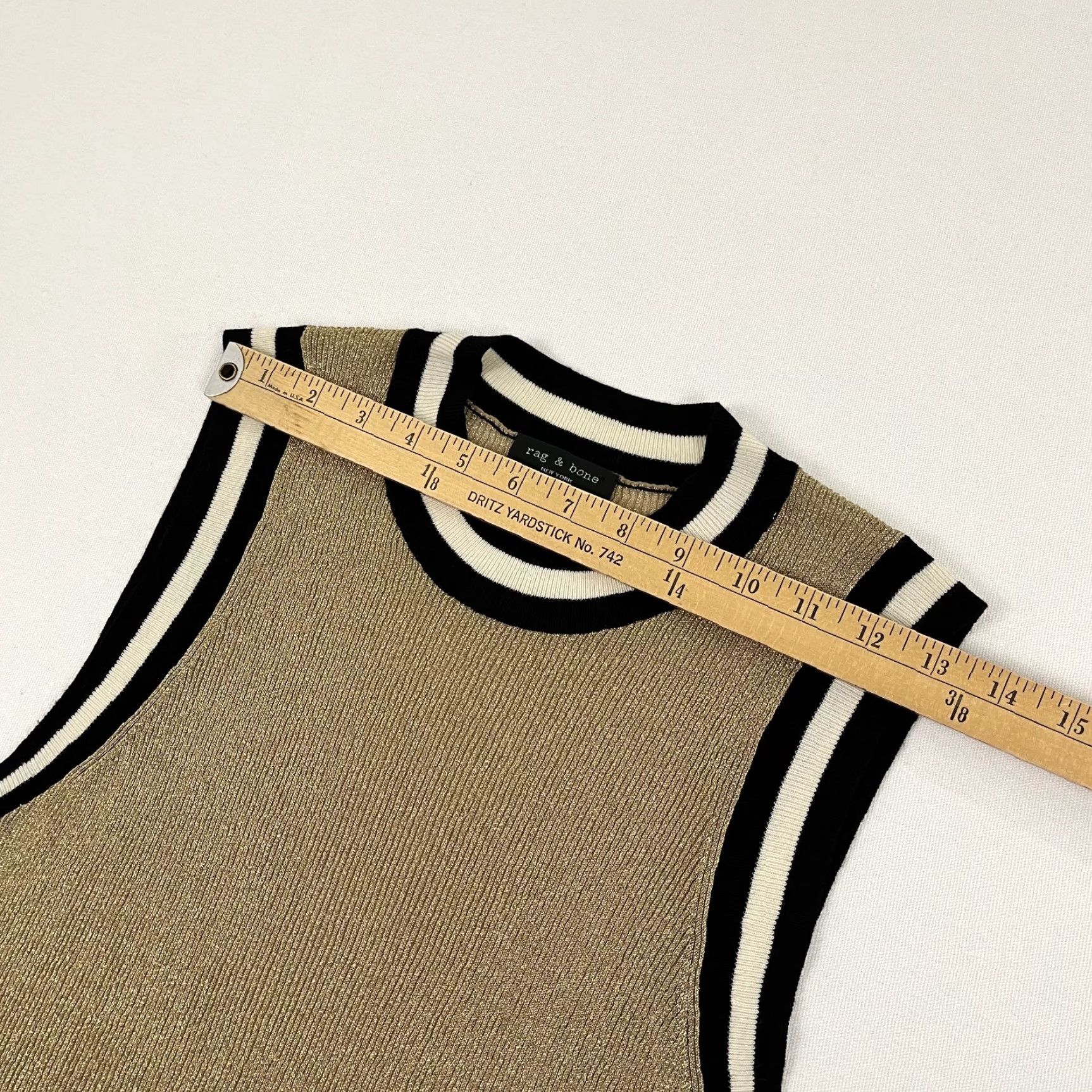 Rag & Bone Rag & Bone Priya Tank Top Shirt Women Large Gold Knit Sparkle Shimmer Wool Blend Size L / US 10 / IT 46 - 6 Thumbnail