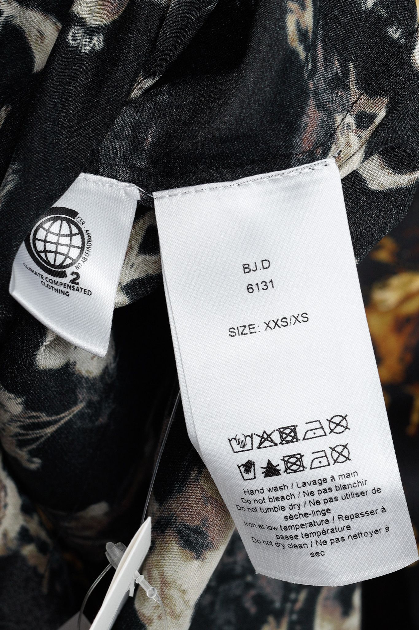 Ganni Ganni Black Silk Satin Horse-Print Tie-Neck Blouse Size XS / US 0-2 / IT 36-38 - 9 Thumbnail