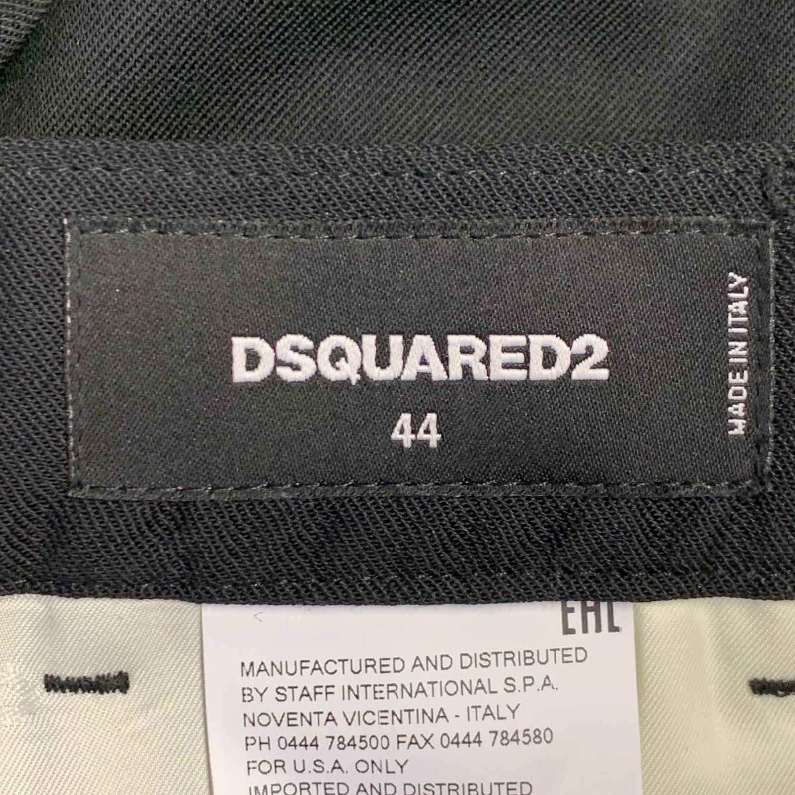 Dsquared2 Size L Black Virgin Wool Blend Flat Front Dress Pants Size US 34 / EU 50 - 5 Thumbnail